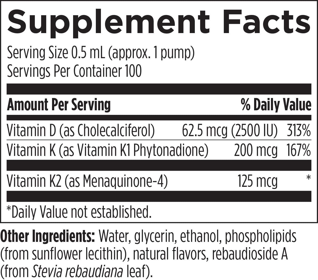 Designs for Health Liposomal D Supreme Vitamin D Liquid - 2500 IU Vitamin D3 + Vitamin K (K1 + K2) - Liposomes for Superior Absorption - Non-GMO