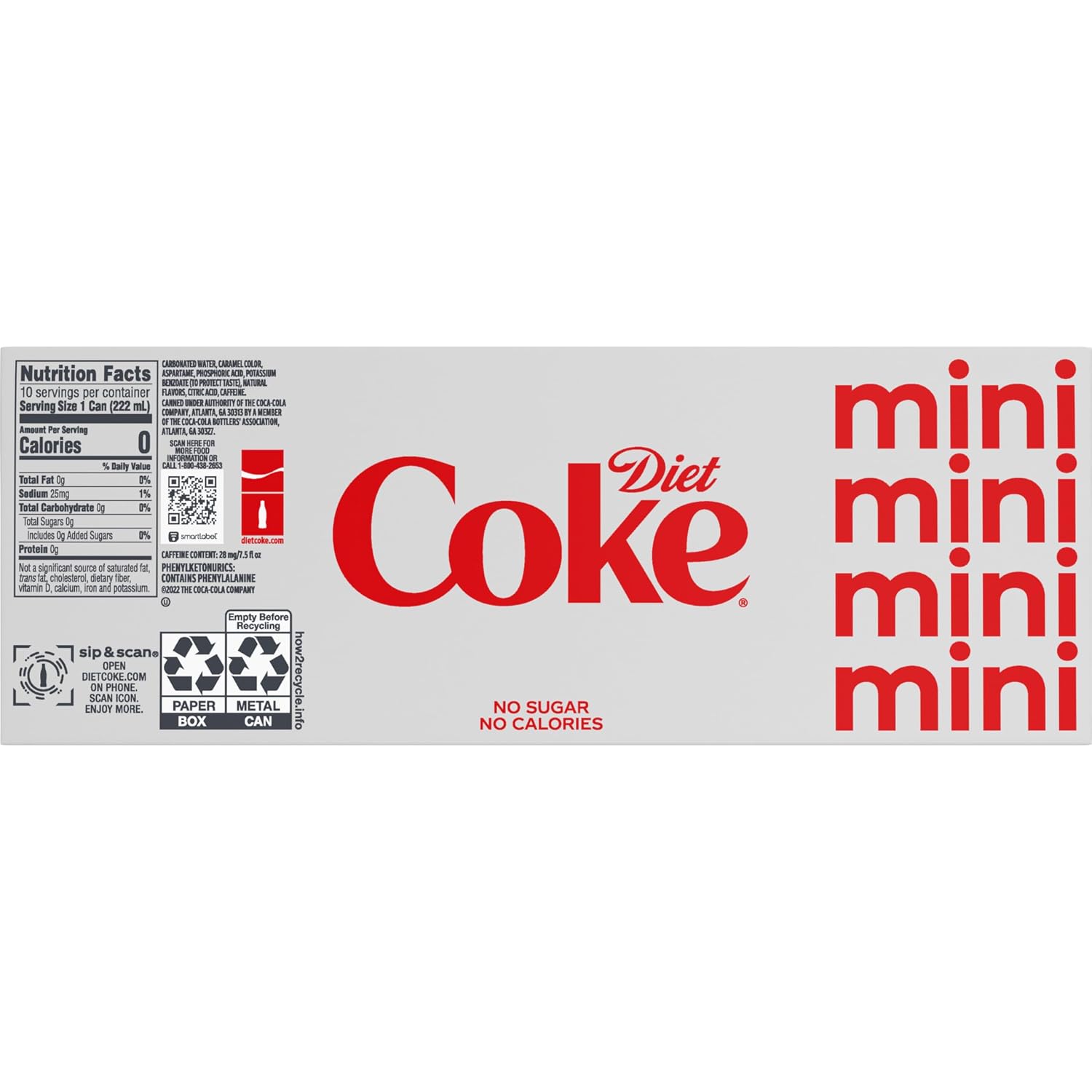Diet Coke Soda Soft Drink Cans, 12 fl oz, 12 Pack | No sugar, no calories, 46 mg caffeine per can