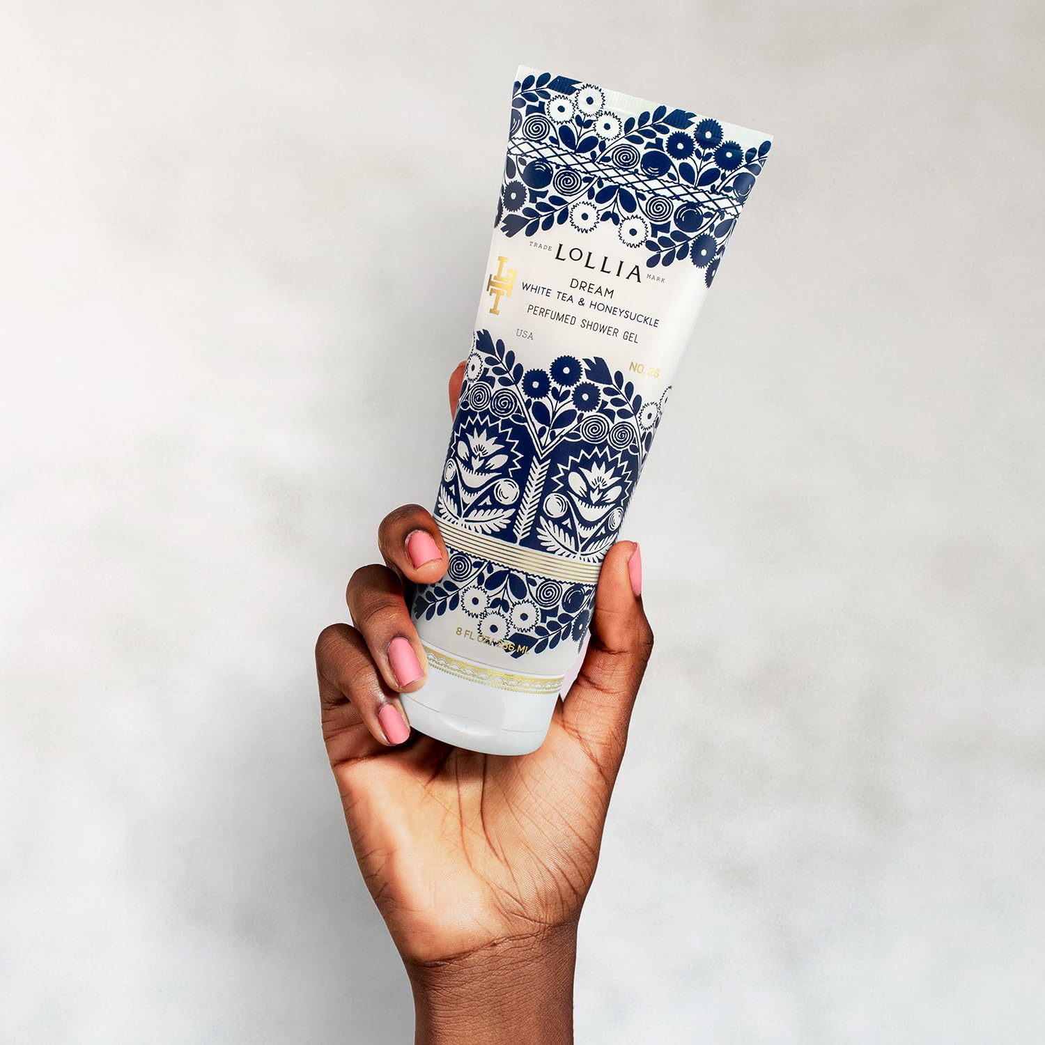 LOLLIA Wish Shower Gel, 8 fl oz, Vanilla Bean, Rice Flower, Jasmine Leaves, & Sugar Cane, Luxury Shea Moisture Hydrating Women's Body Wash, Delicate & Relaxing Scented Bath Soap for Self Care