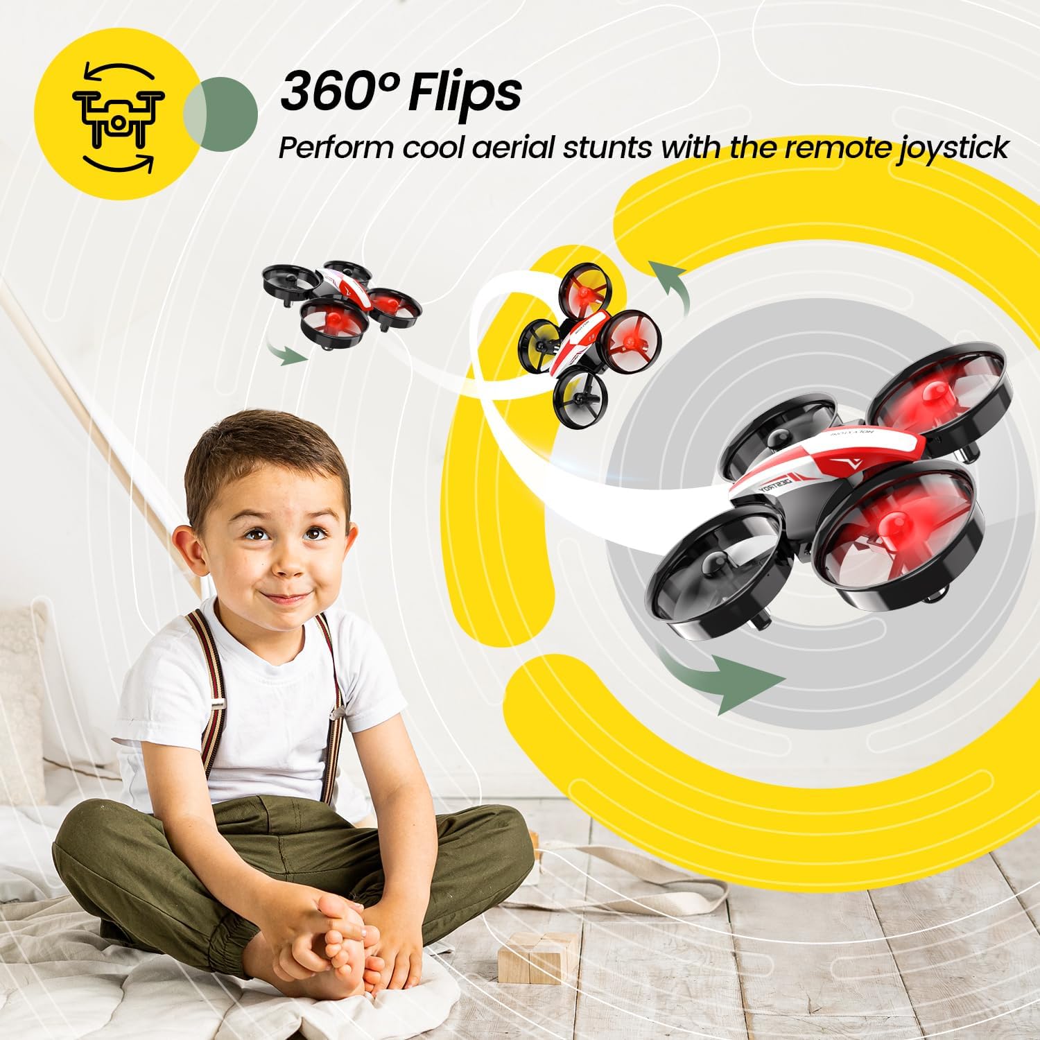 Holy Stone Mini Drone for Kids and Beginners RC Nano Quadcopter Indoor Small Helicopter Plane with Auto Hovering, 3D Flips, Headless Mode and 3 Batteries, Great Gift Toy for Boys and Girls, HS210 Blue