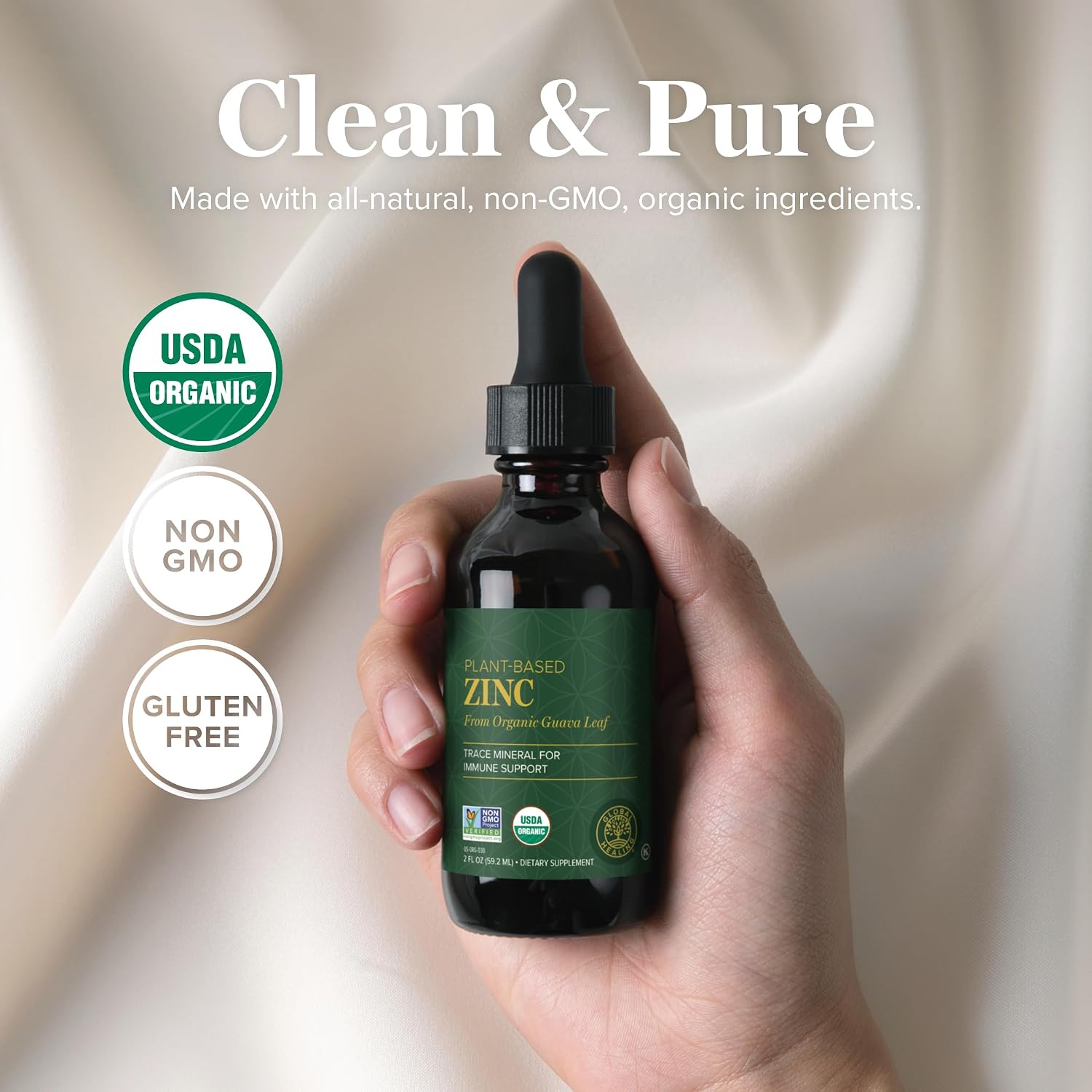 Organic Liquid Zinc Supplements, Liquid Zinc Drops for Immune System(2 Oz)