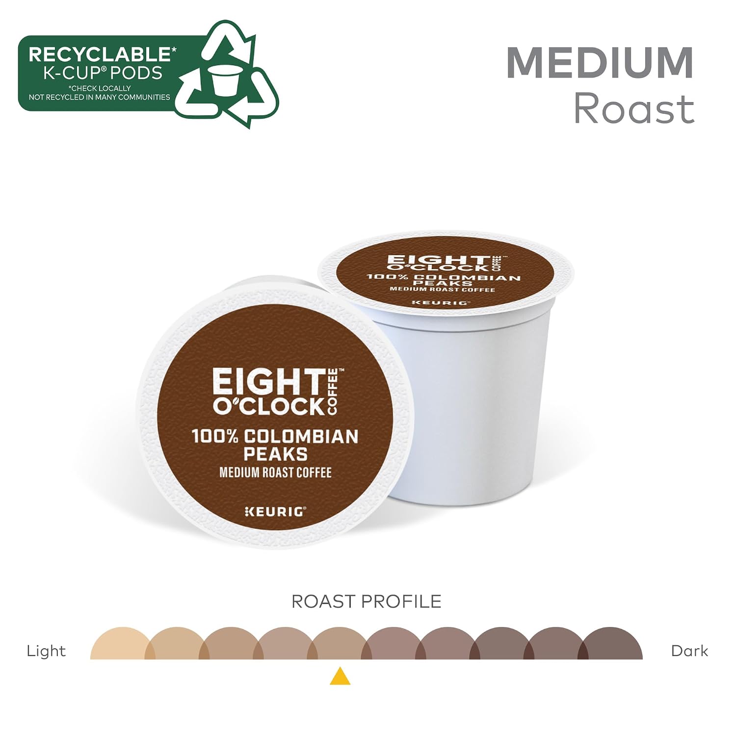 Eight O'Clock Coffee The Original, Single-Serve Keurig K-Cup Pods, Medium Roast Coffee Pods, 72 Count