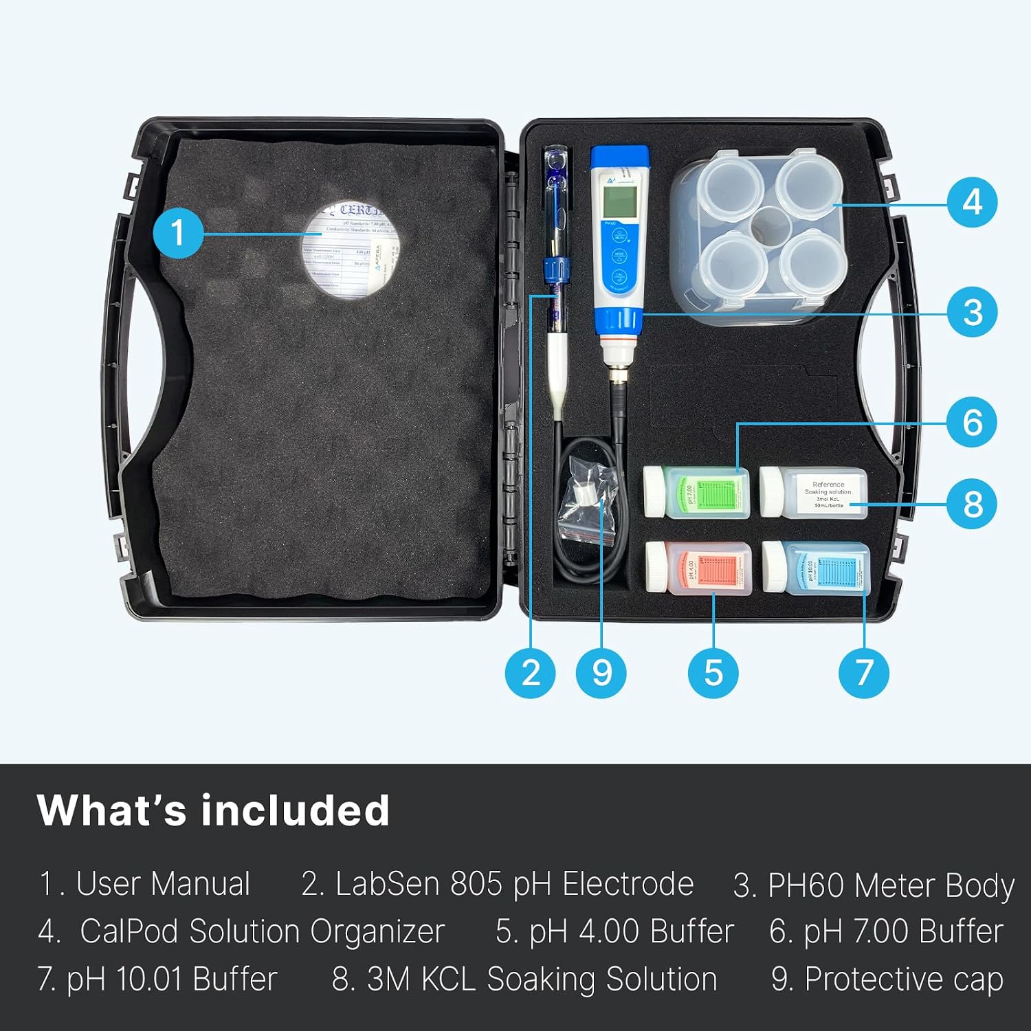 Apera Instruments AI311 Premium Series PH60 Waterproof pH Pocket Tester Kit, Replaceable Probe, ±0.01 pH Accuracy, Lcd display