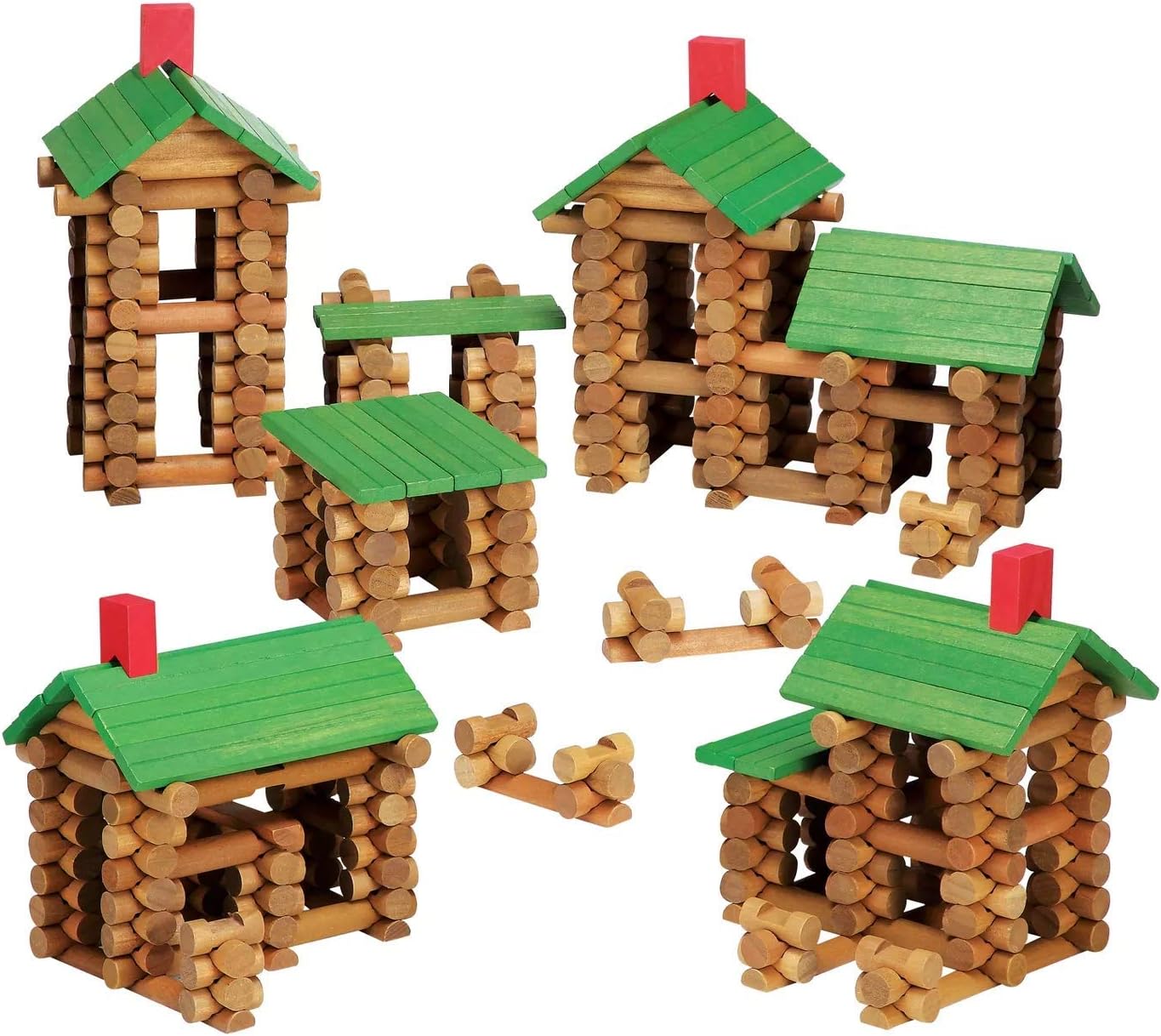 Tumble Tree Timbers Wood Building Set – 450 Pieces. Build Log Cabins. Educational STEM Toy