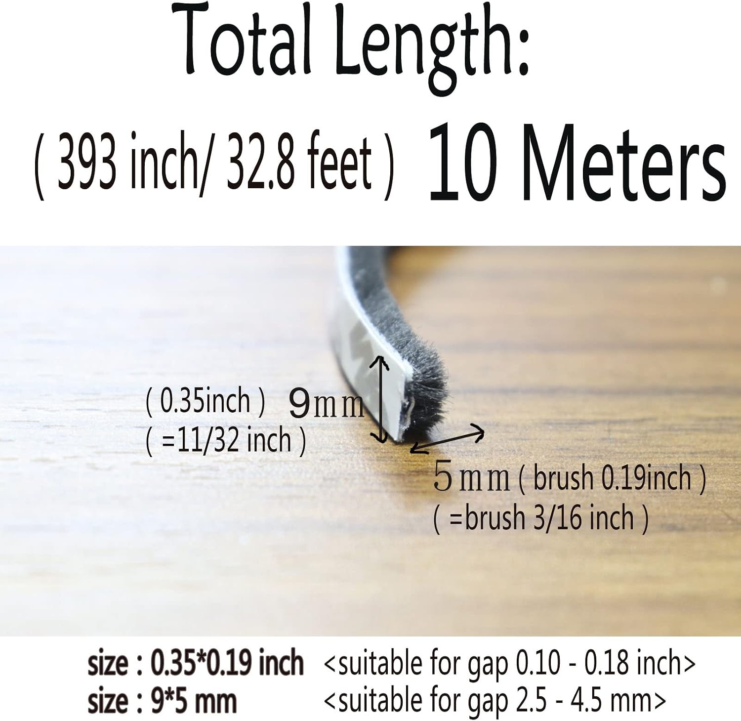 Self-Adhesive Pile Weather Stripping Seal for Sliding Windows and Door Frames, 16.5ft x 11/32 inch, Grey