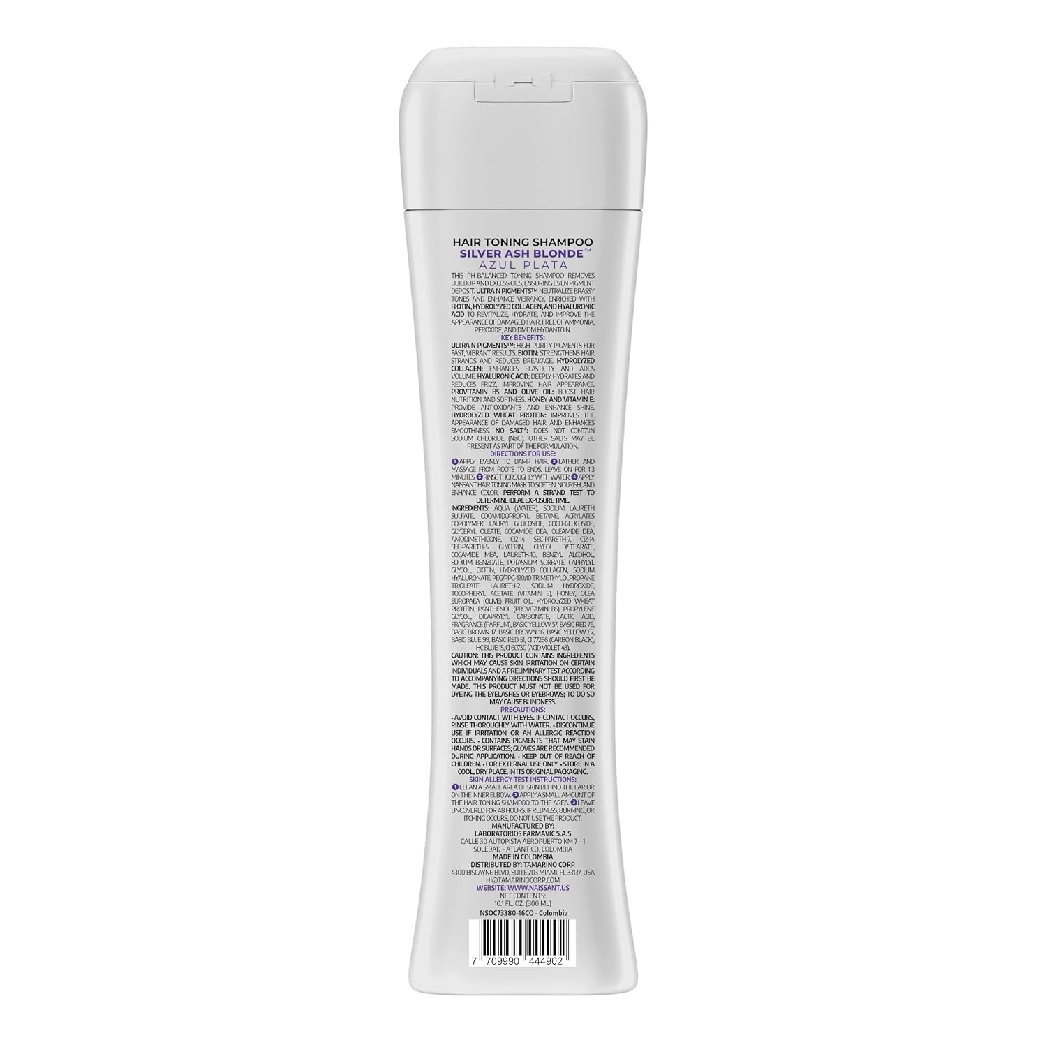 Naissant Silver Ash Blonde Hair Blue Toning Shampoo | Ultra High-Purity Blue Pigments | Neutralizes Orange &Brassy Tones | Hyaluronic Acid, Collagen &Biotin |Paraben, Ammonia &Sulfate Free |10.1 Fl Oz