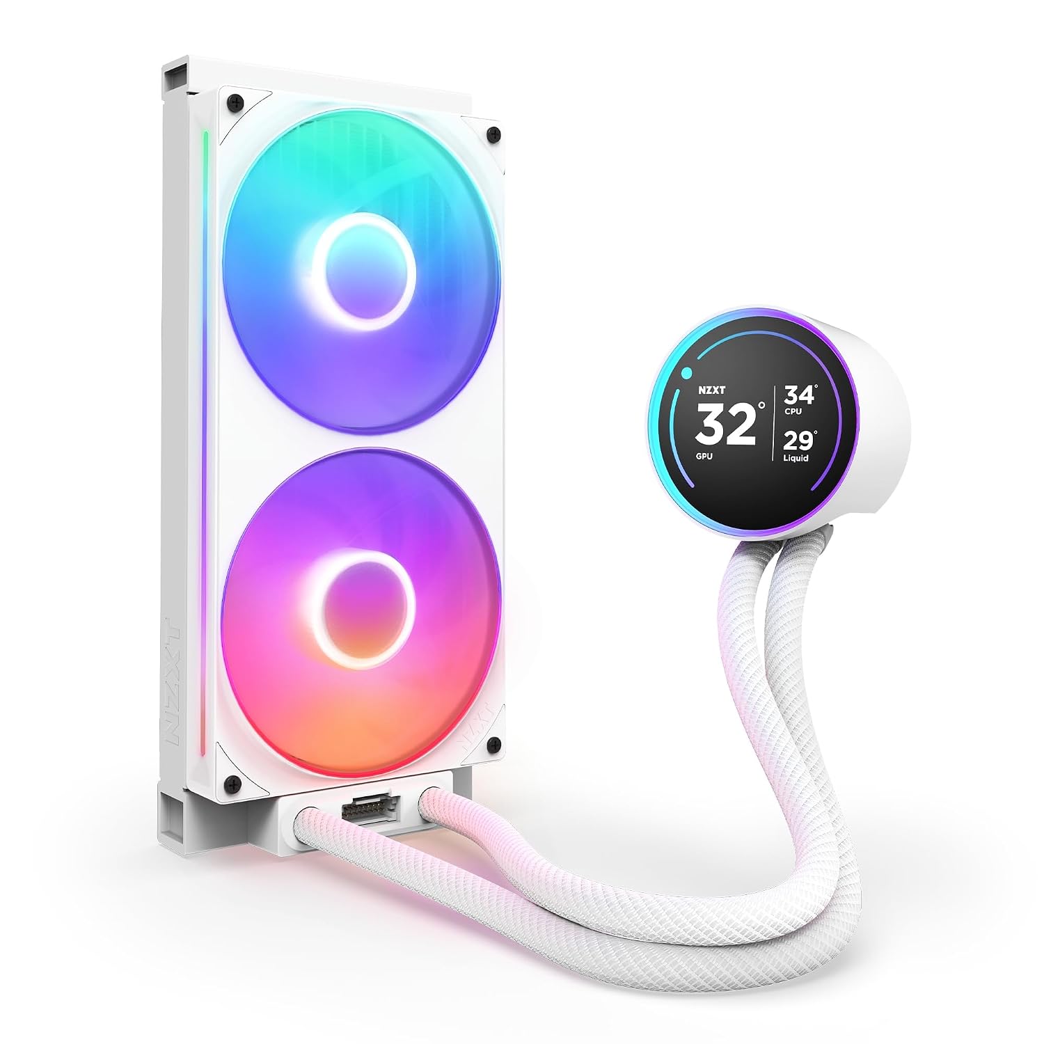 NZXT Kraken Elite 360 RGB - 360mm AIO CPU Cooler, LCD - White | 360mm RGB AIO with 2.36-inch LCD and F360 RGB Core fan. Flagship display cooling with synced RGB via CAM.