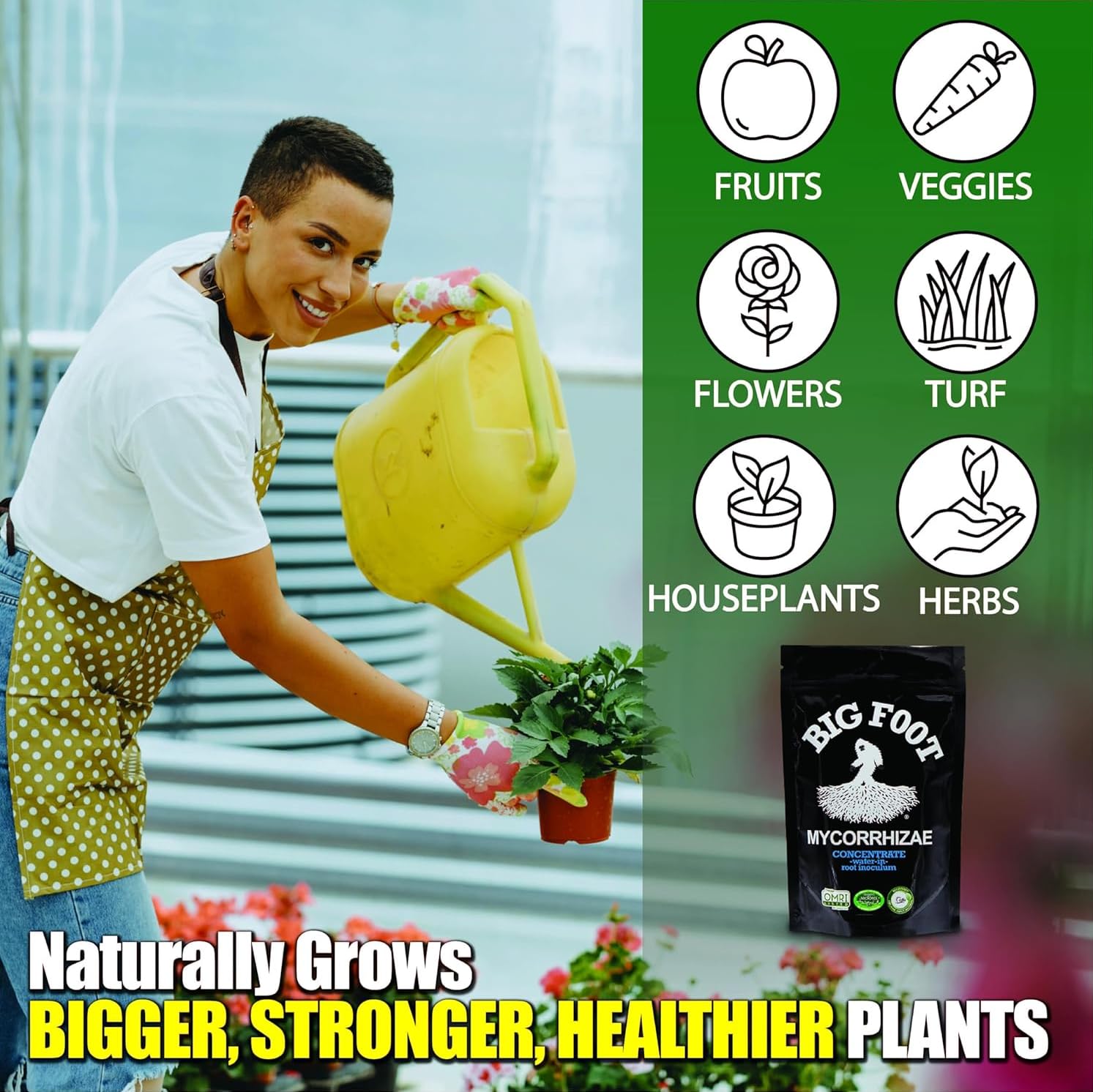 Big Foot Mycorrhizae for Plants, Potted Plants and Gardens - Concentrate Fully Dissolves in Water, Year Round Organic Fertilizer for Root Growth and Healthy Soil - 32 Ounces of Mycorrhizal Inoculant