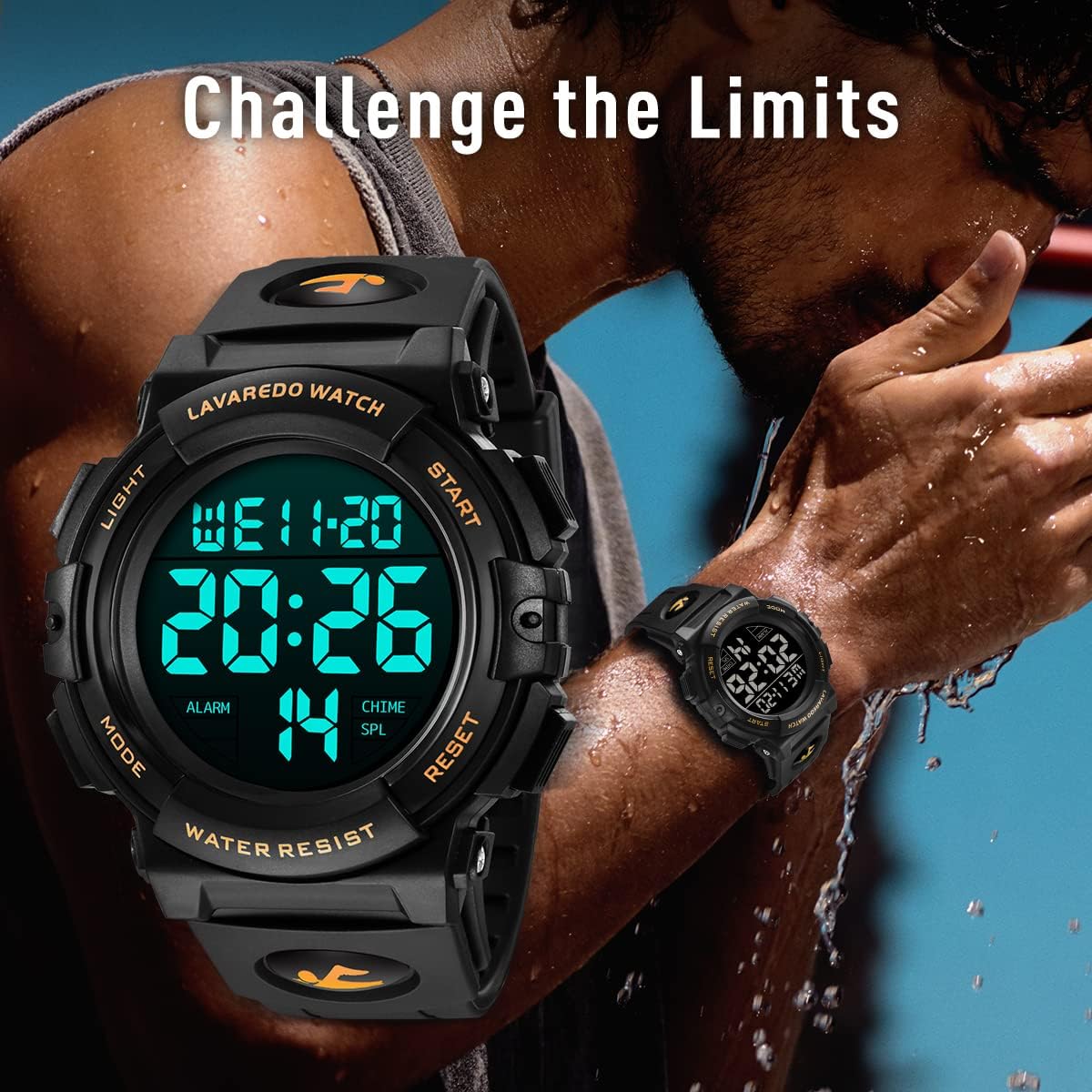 L LAVAREDO Mens Digital Watch Sports Military Watches Waterproof Outdoor Chronograph Wrist Watches for Men with LED Back Ligh/Alarm/Date