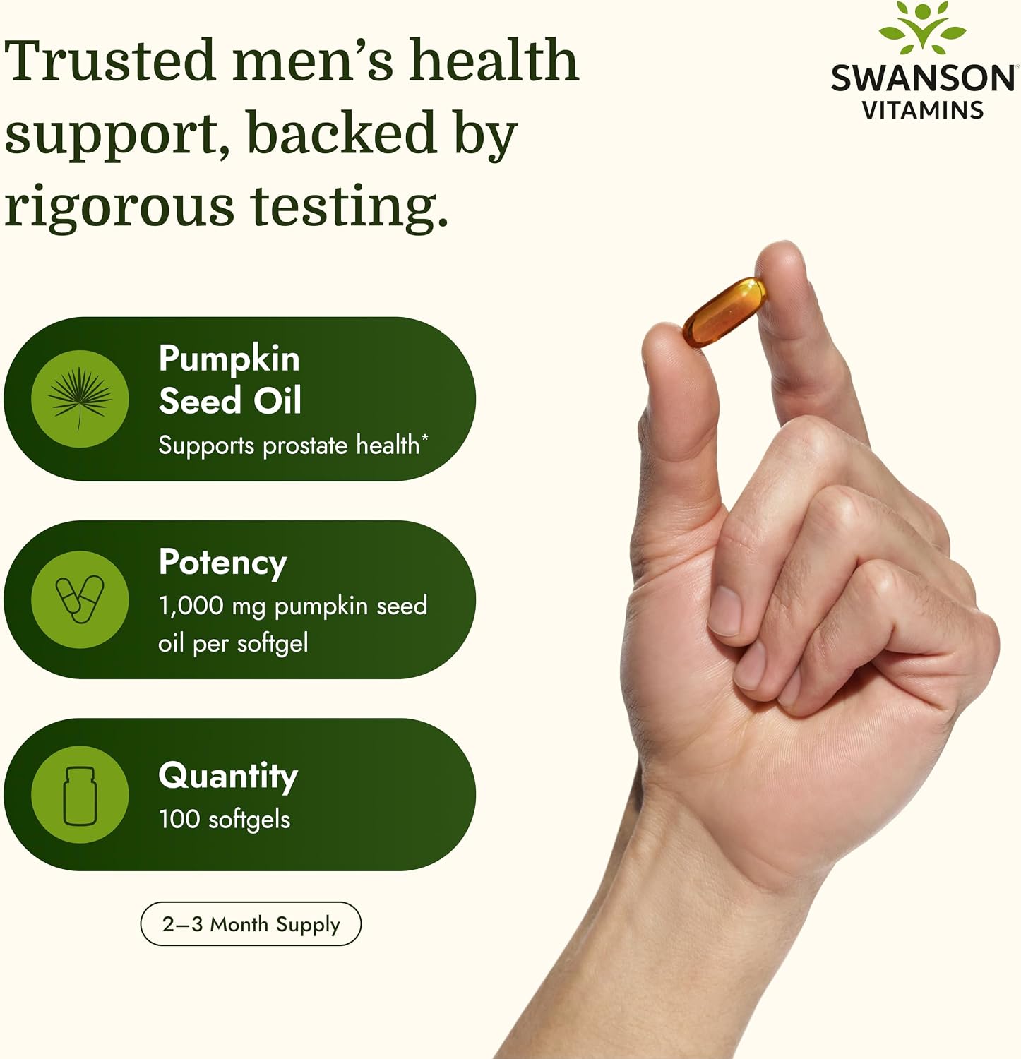 Swanson Pumpkin Seed Oil Prostate Support, 1, 000 mg, 100 Softgels | For Men Seeking Natural EFA Benefits