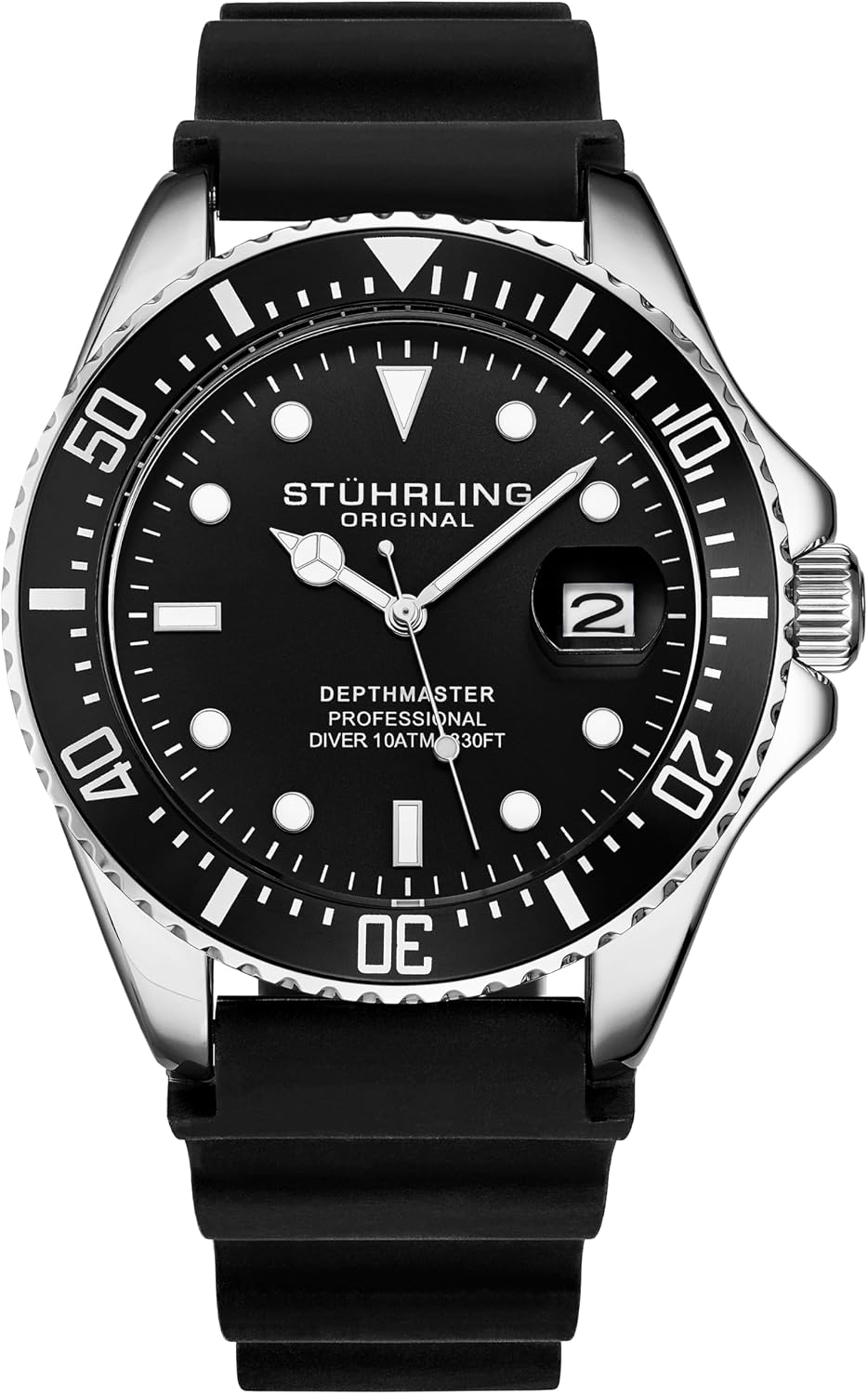 Stuhrling Original Men’s Dive Watch 42mm Stainless Steel, Japanese Quartz Mens Sport Watch, Rubber Strap, Water Resistant to 330 FT, Versatile and Comfort Fit