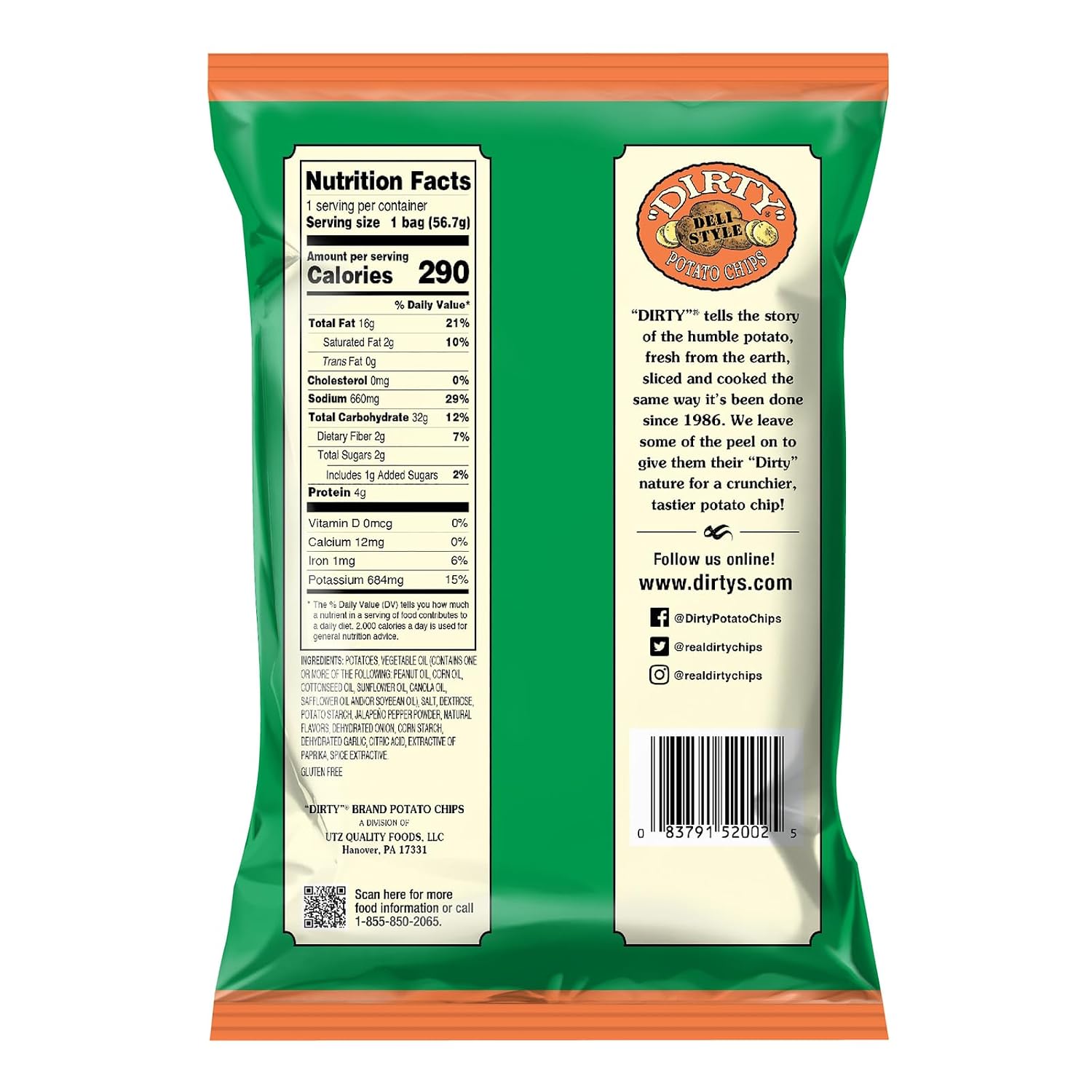 Dirty Chips Jalapeno Heat, 2-Ounce (Pack of 25)