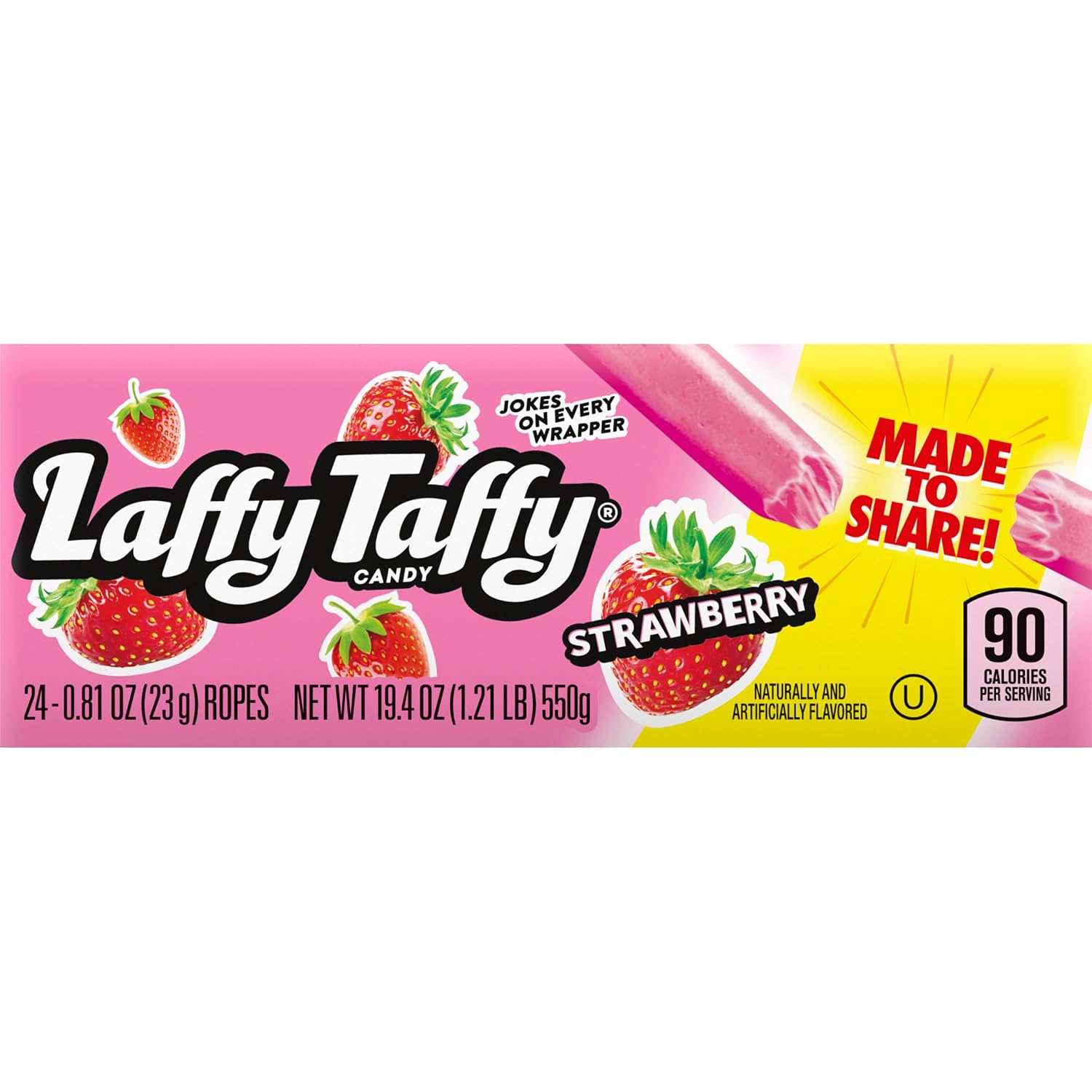 Laffy Taffy Rope Candy, Banana Flavor, 0.81 Ounce Ropes (Pack of 24)