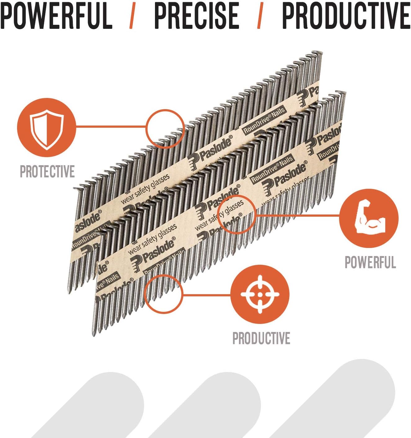 Paslode, Framing Nails, 650603, 30 Degree RounDrive Brite, 2 3/8 inch x.113 Gauge, Ring, 2,000 per Box
