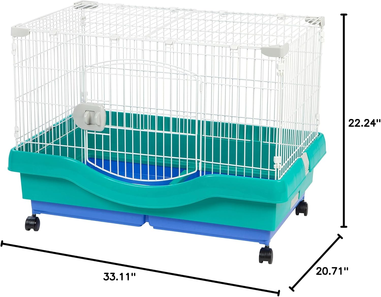 IRIS USA Large Portable Wire Rabbit Cage with Top Access and Two Tray Division