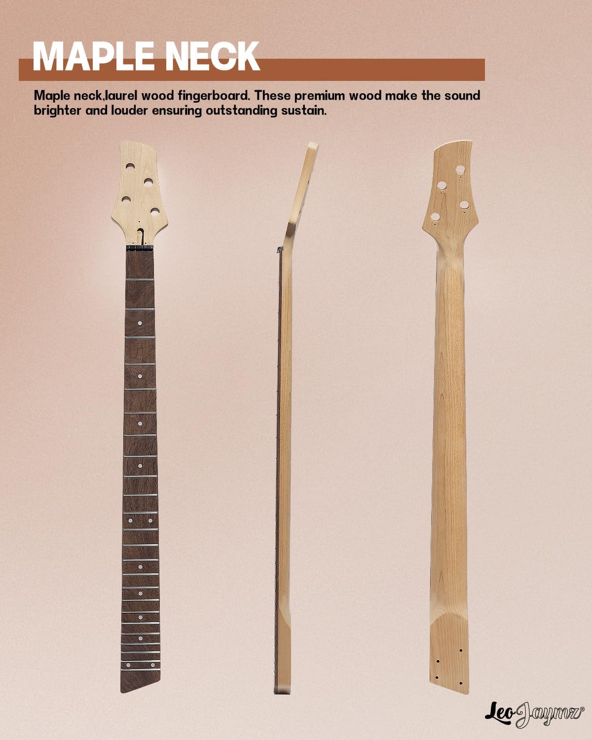 Leo Jaymz DIY Electric Bass Guitar Kit Mahogany Body Maple Neck (AX)