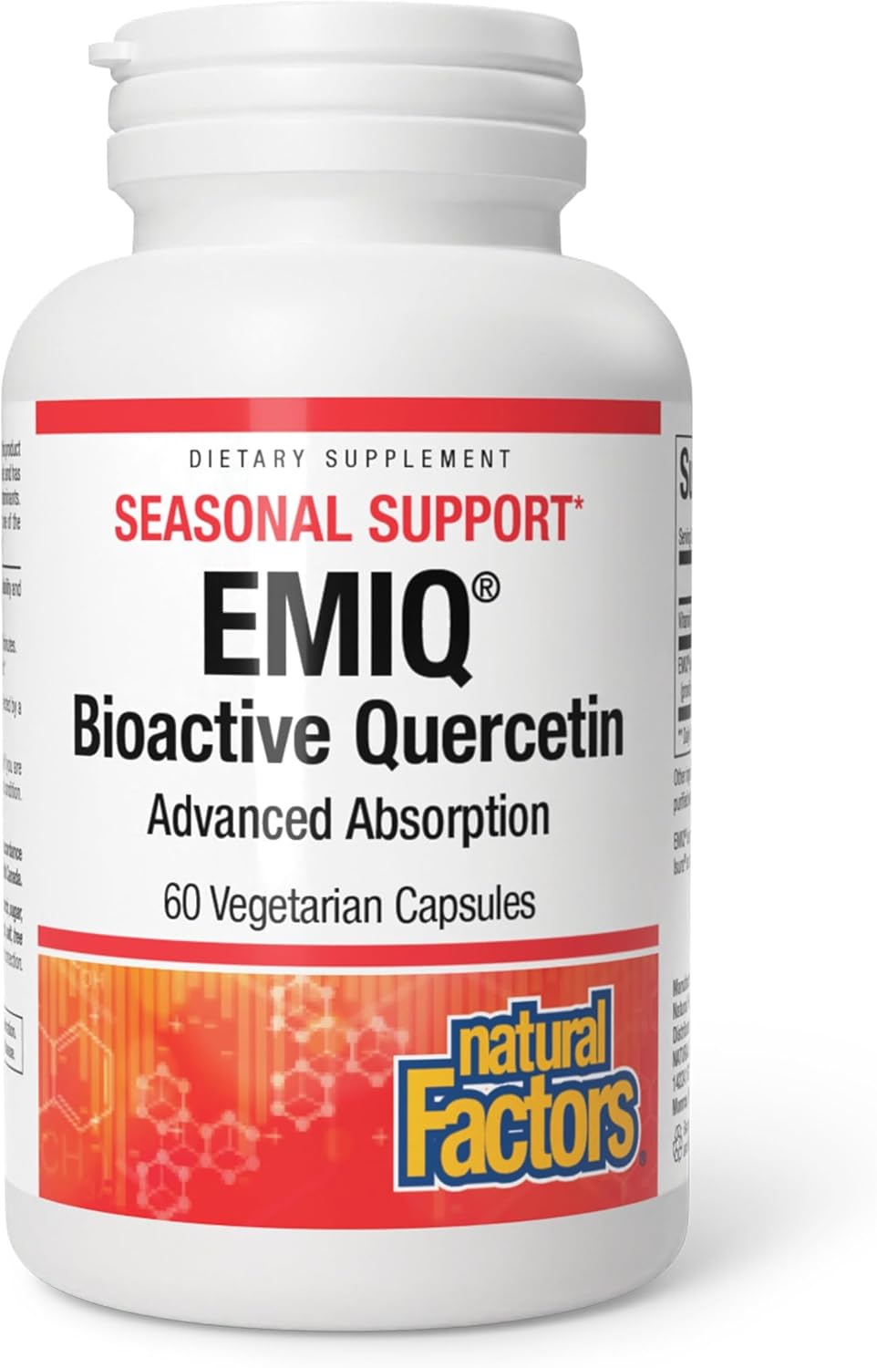 Natural Factors Bioactive Quercetin EMIQ - Immunity Support Supplement with Vitamin C - Quercetin for Upper Respiratory & Heart Health - 60