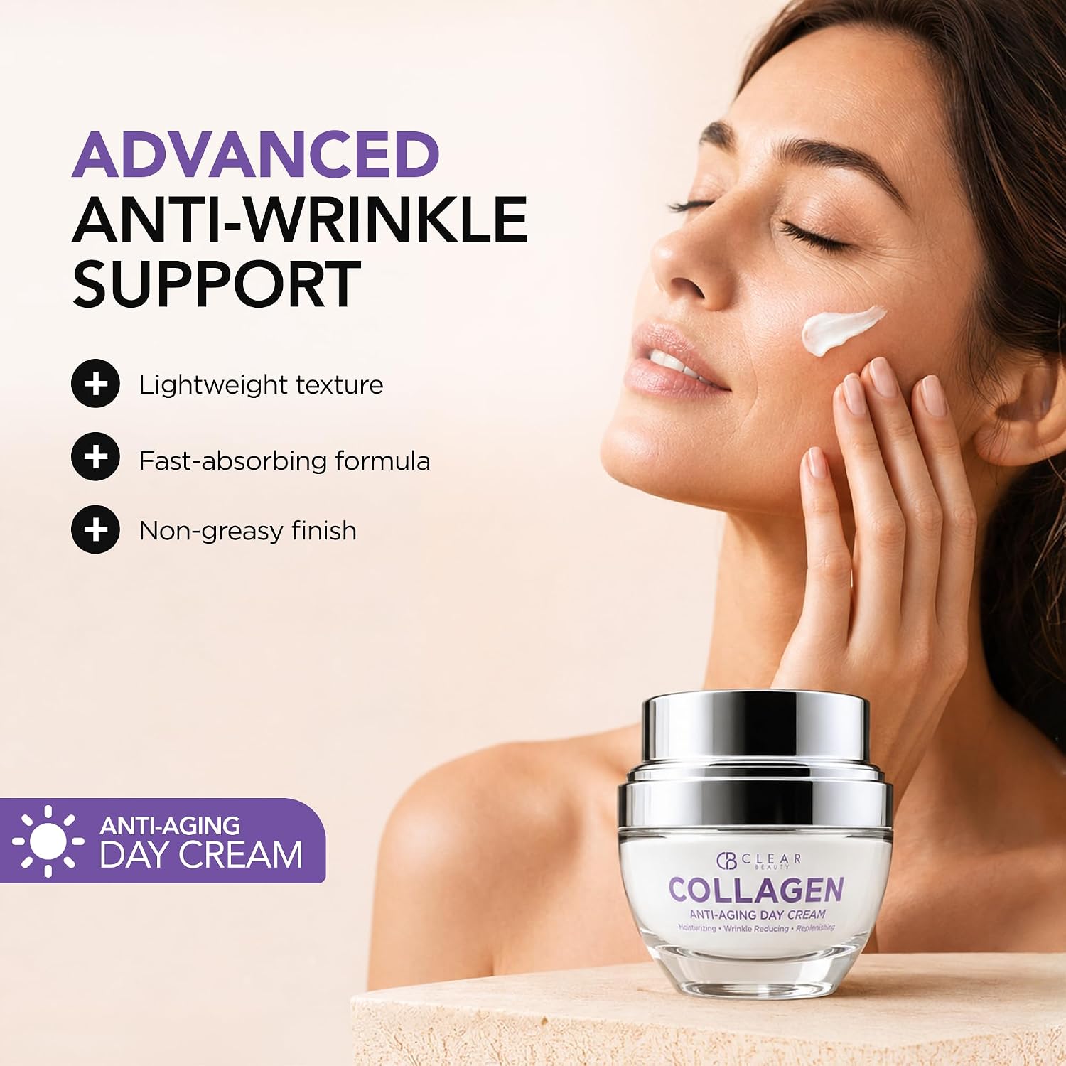 Clear Beauty 24K Gold & Collagen Day Cream Face Moisturizer – Dermatologist Tested, Anti Aging Korean Skin Care – Anti Wrinkle