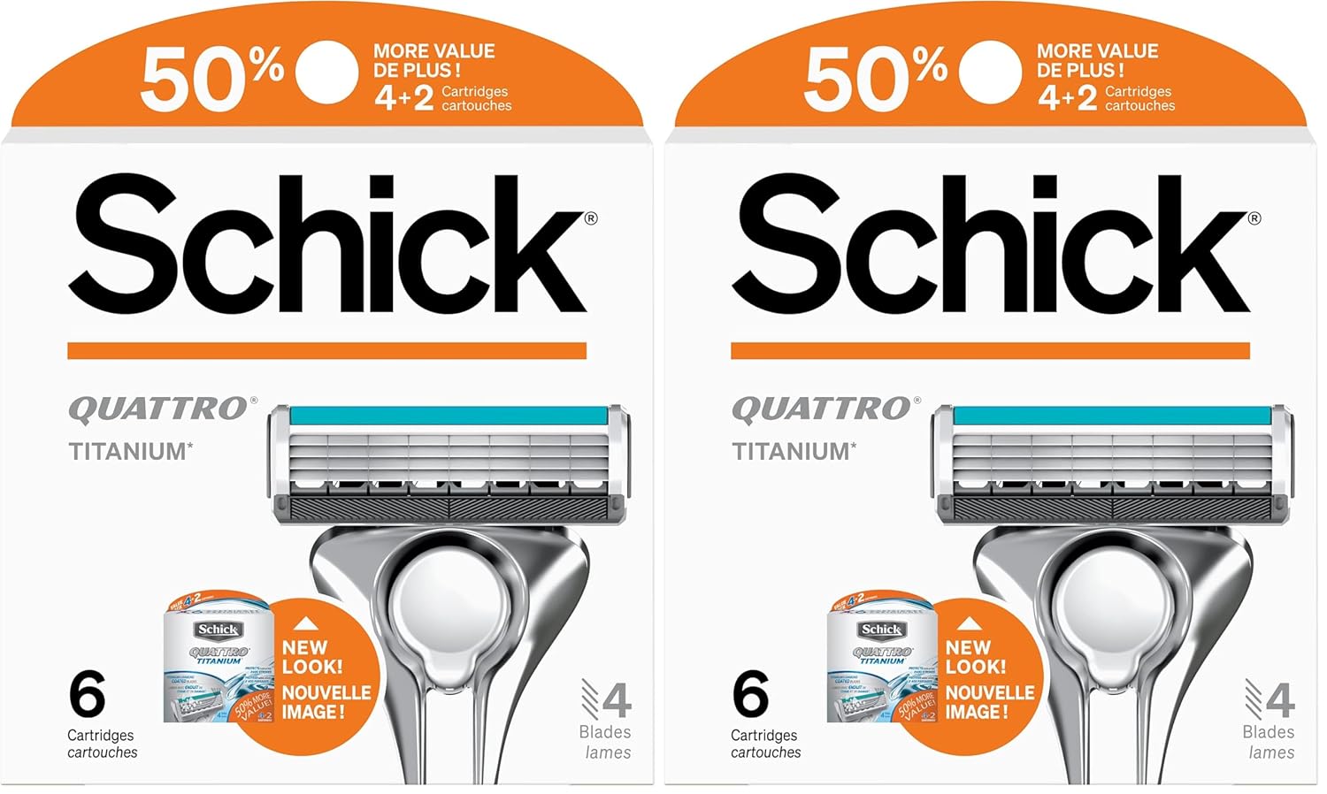 Schick Quattro Titanium Refills — Schick Quattro Refills, Men’s Razor Refills, 6 Count