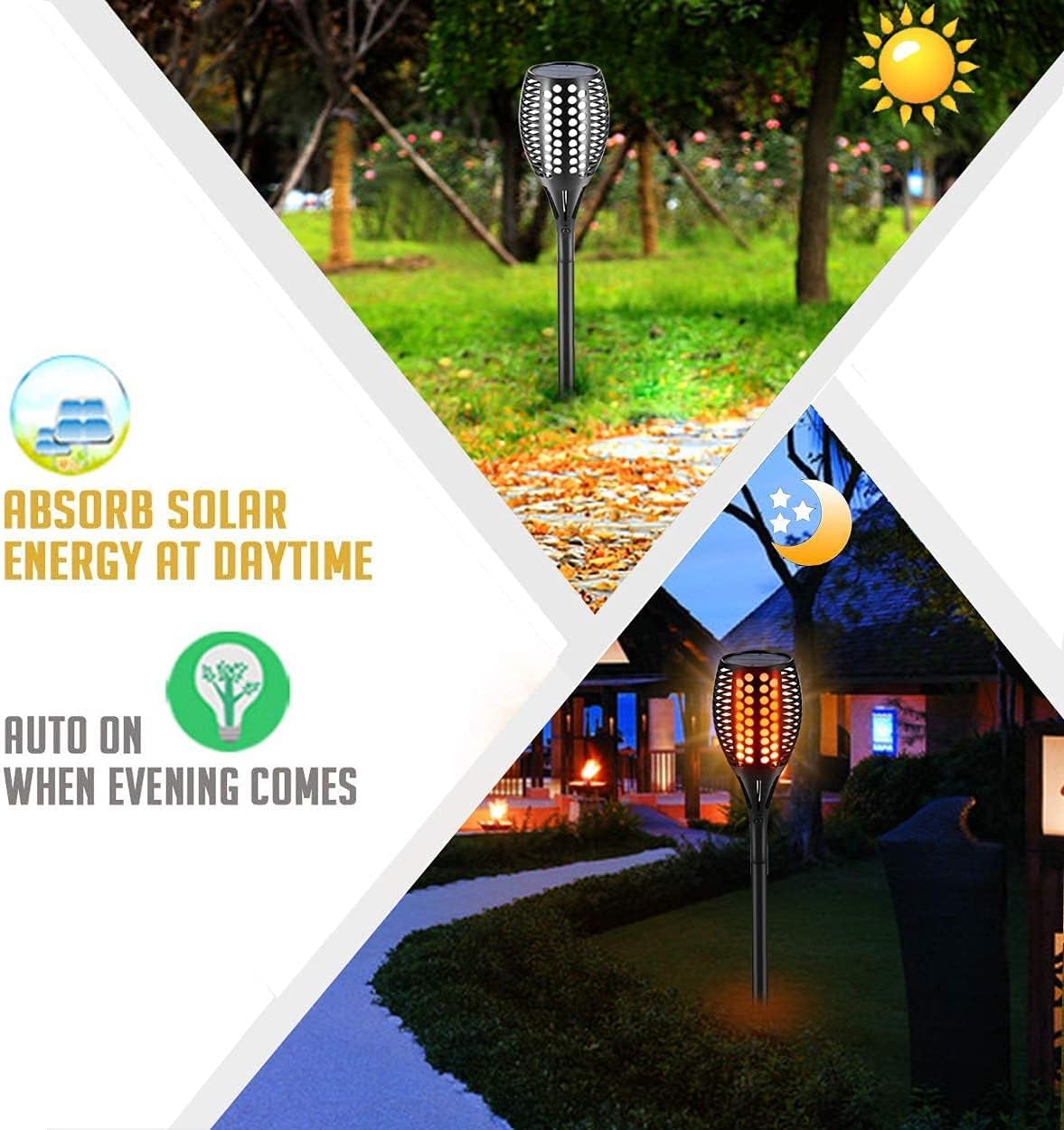 Aityvert Upgraded Larger Solar Torch Lights, Waterproof Outdoor Dancing Flames Light, Flickering Flames Garden Lights, Landscape Decoration Pathway Patio Lights 43" 96 LED (4 Pack)
