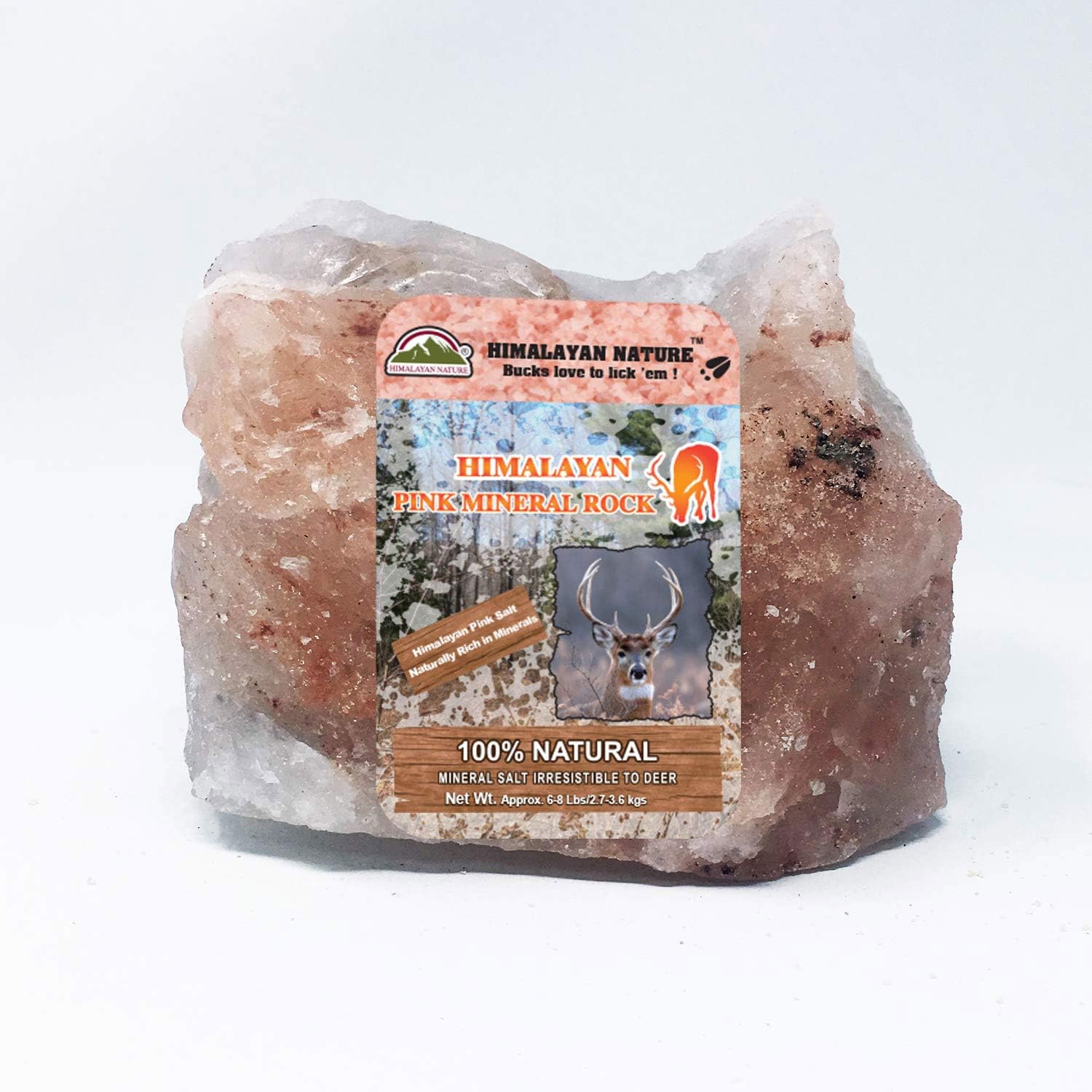 Animal Licking Pink Salt Rock Lick Deer, 5 Pound, Natural Mineral Block, Hand-Carved, Ideal for Wildlife, Hunting, Photography, Health