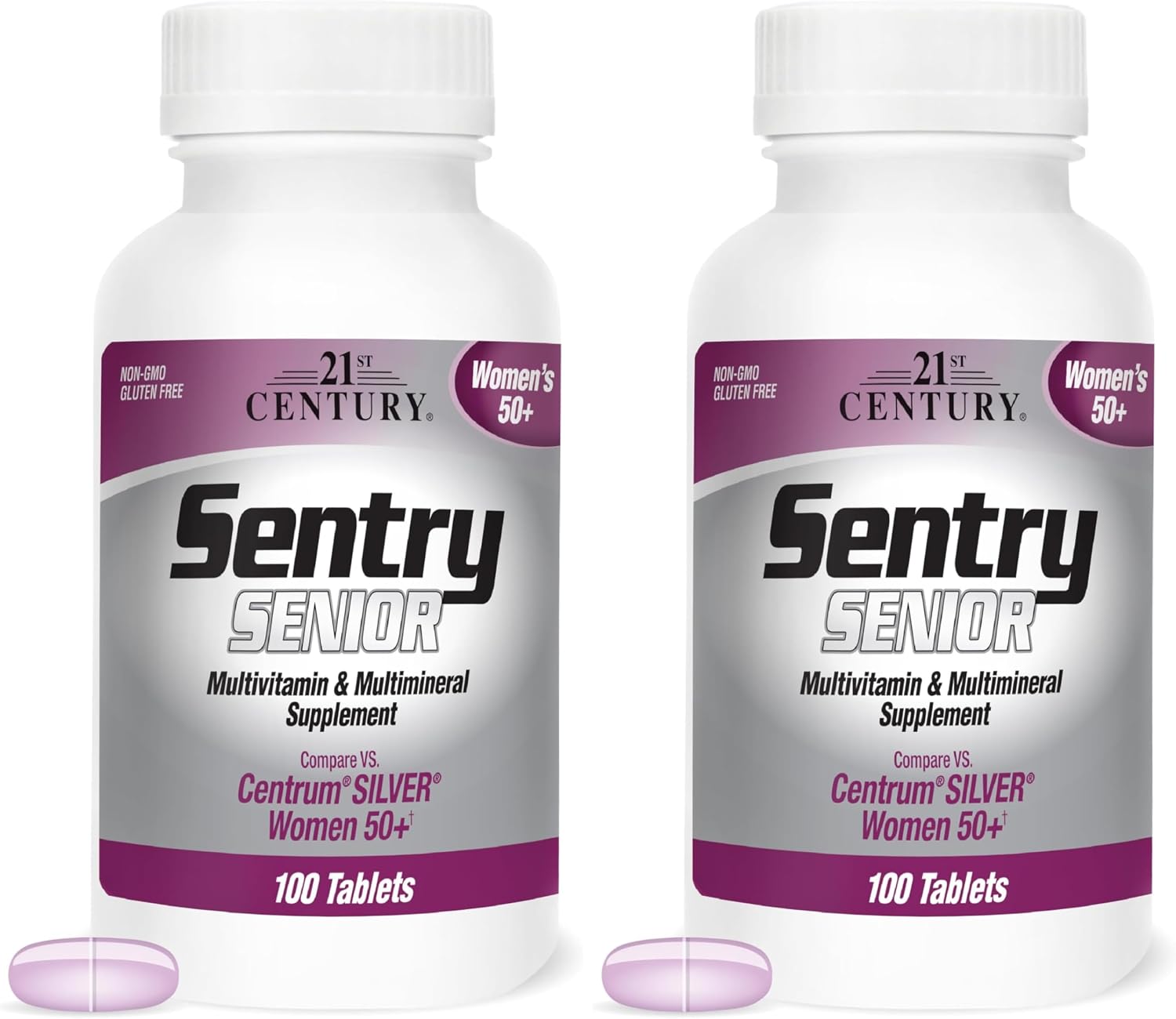 21st Century Sentry Senior Women 50+ Multivitamin, 100 Tablets | Complete Multivitamin & Multimineral, Compare VS. Centrum® SILVER Women 50+, Women 50 Plus, Full-Spectrum Nutrients for Heart