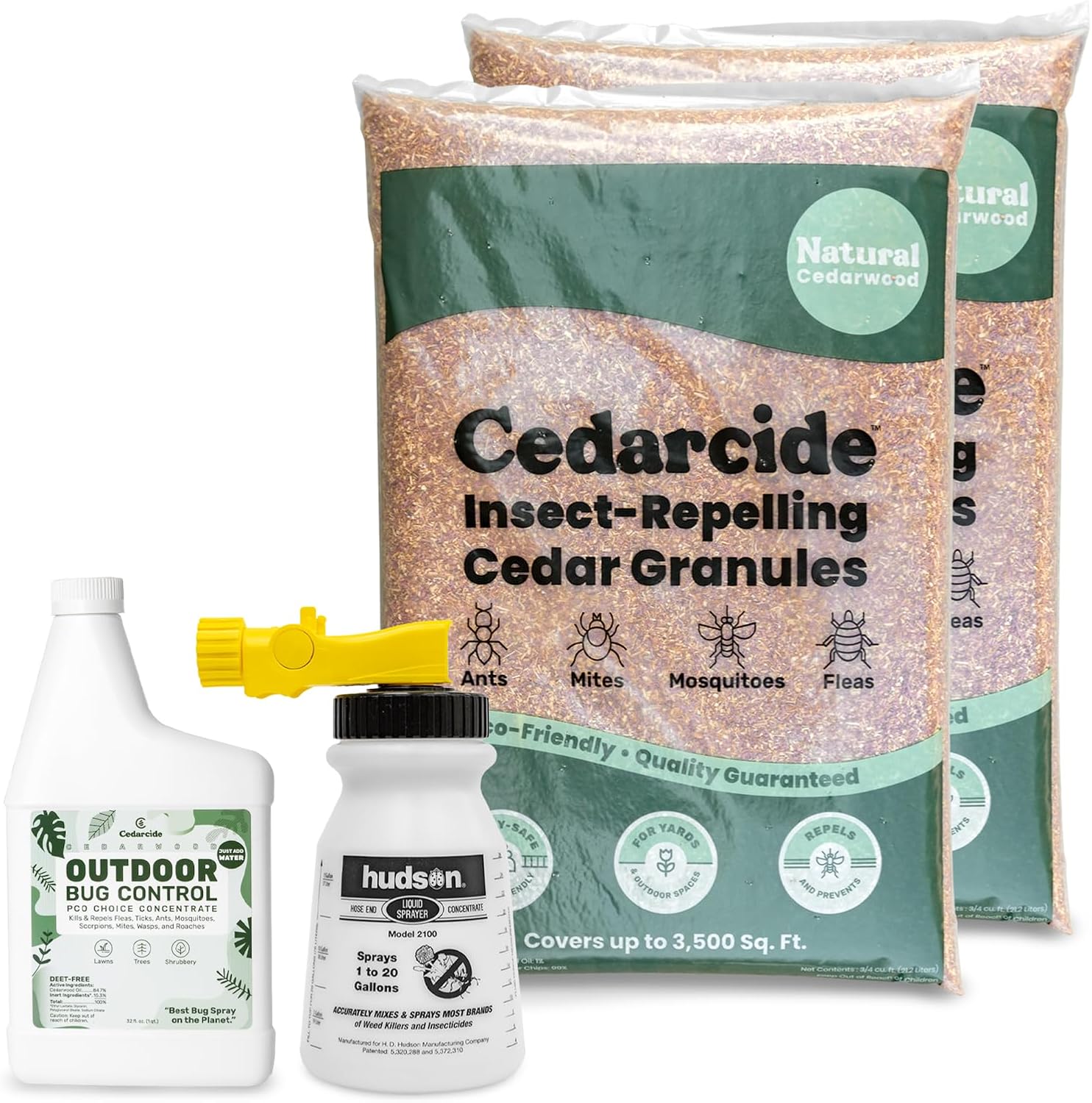Cedarcide Outdoor Lawn and Garden Kit (Medium) Includes PCO Choice Cedar Oil Bug Killing Concentrate Quart and Insect Repelling Granules Kills and
