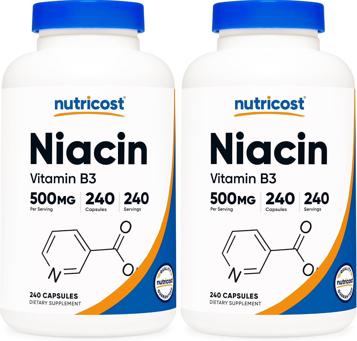 Nutricost Niacin (Vitamin B3) 500mg, 240 Capsules, with Flushing, GMO-Free | Gluten-Free