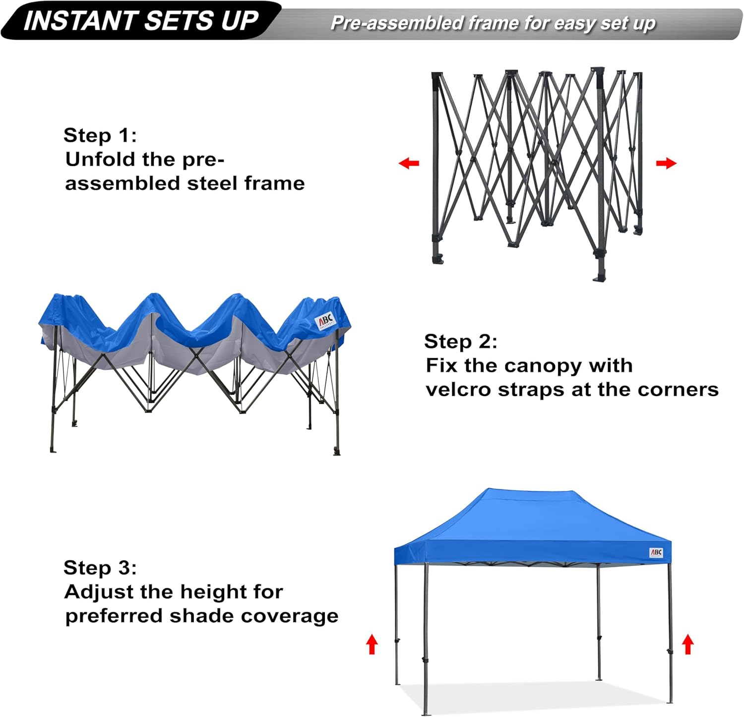 ABCCANOPY Patio Pop Up Canopy Tent 10x10 Commercial-Series (Black)