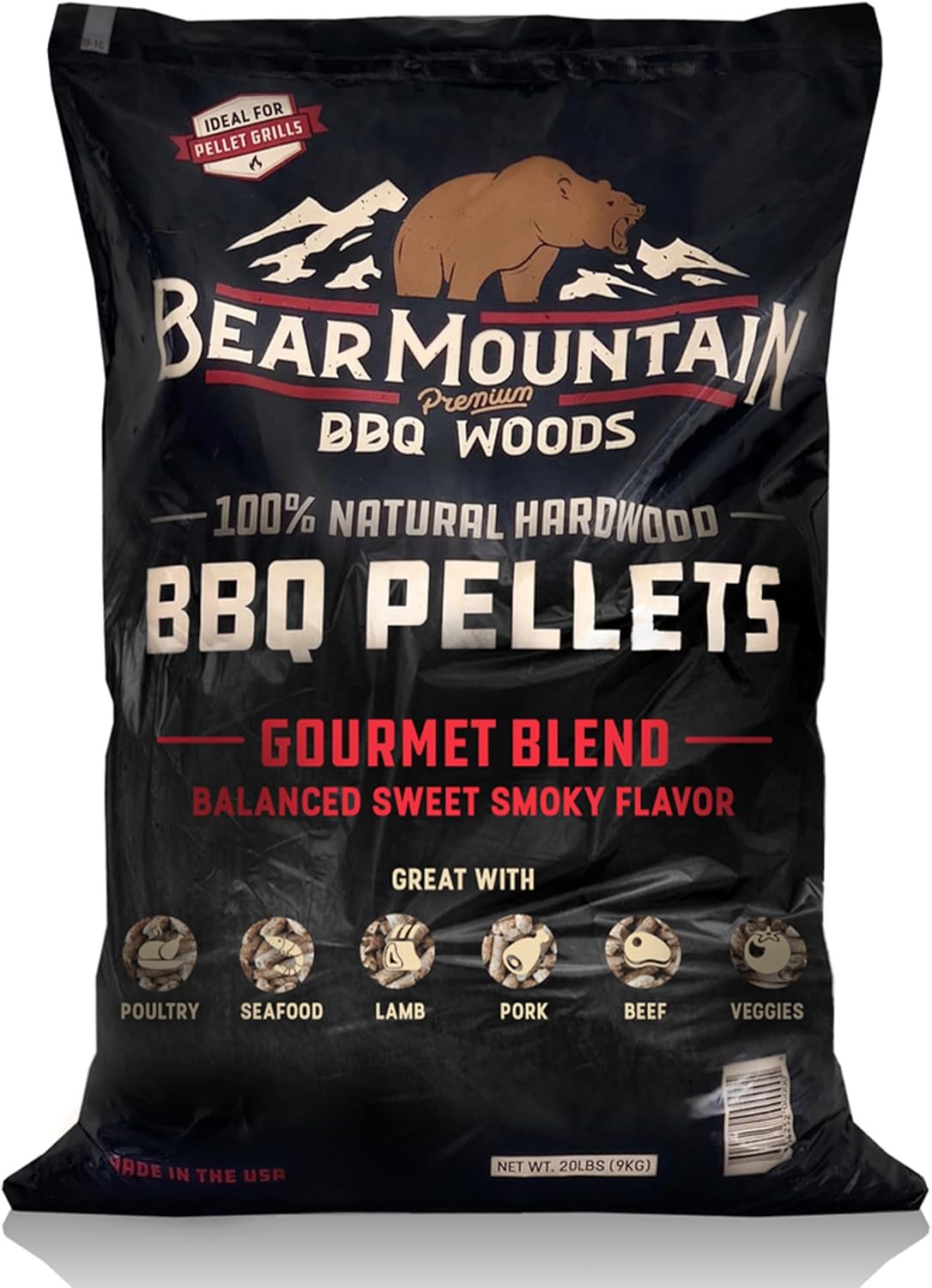 Bear Mountain Gourmet Blend Pellets for Smoker and Grill, 40lb Bag