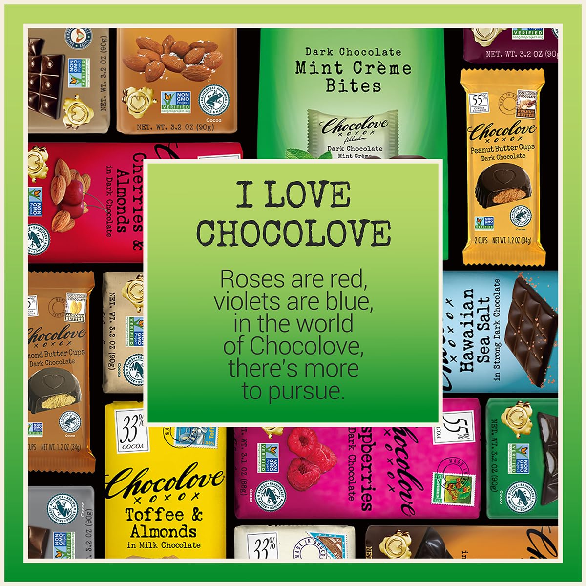 Chocolove Salted Caramel Chocolate Bars | 55% Cocoa | Silky Caramel with a Hint of Salt | Made with Premium Chocolate | Non-GMO, & Gluten-Free, 3.2 oz Bar (10 Pack)