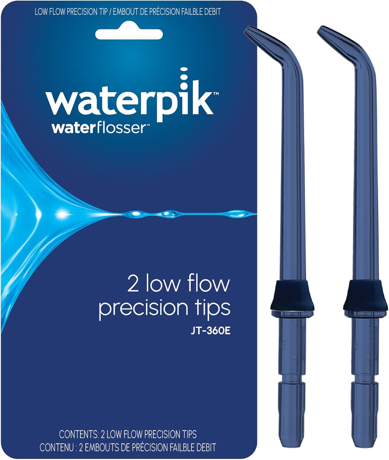 Waterpik Handheld Water Flosser Low-Flow Replacement Tips, 2 Count JT-360E | Genuine Waterpik Brand Precision Refill Nozzles Heads for Every Day Gum Health, Blue, Replace Every 6 Months