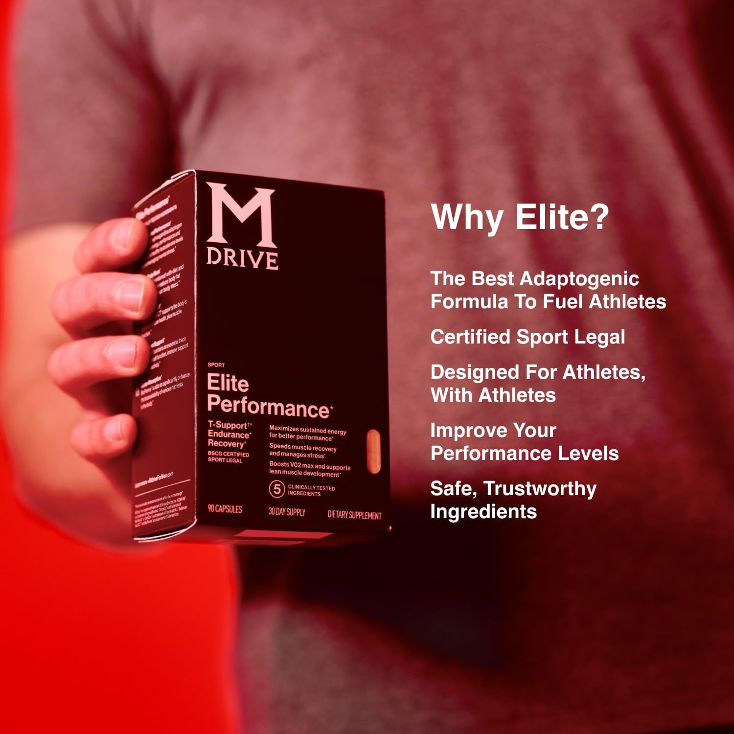 Mdrive Elite Testosterone Booster & Performance Support for Men, 90ct | Supports Immune Health, Energy, VO2Max, Recovery, Stress Relief, Lean Muscle, KSM-66 Ashwagandha, DIM, Fenugreek