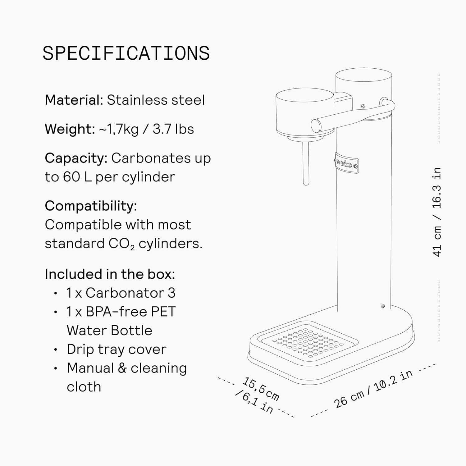 Aarke Carbonator 3 - Premium Sparkling Water Maker, Matte Black