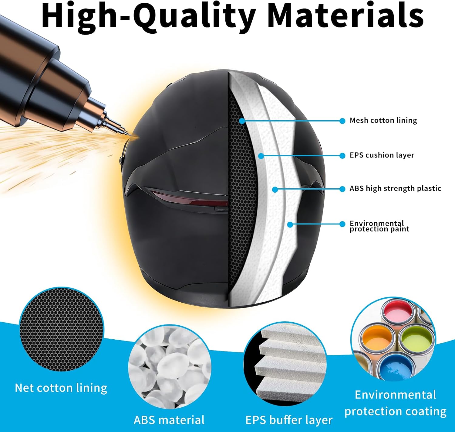 Bluetooth Modular Motorcycle Helmets with Tail Lights, DOT Certified Flip-Up Dual Visor Full Face Helmets for Men & Women Moto ATV UTV Snowmobile ADV Four Wheeler Street Bike
