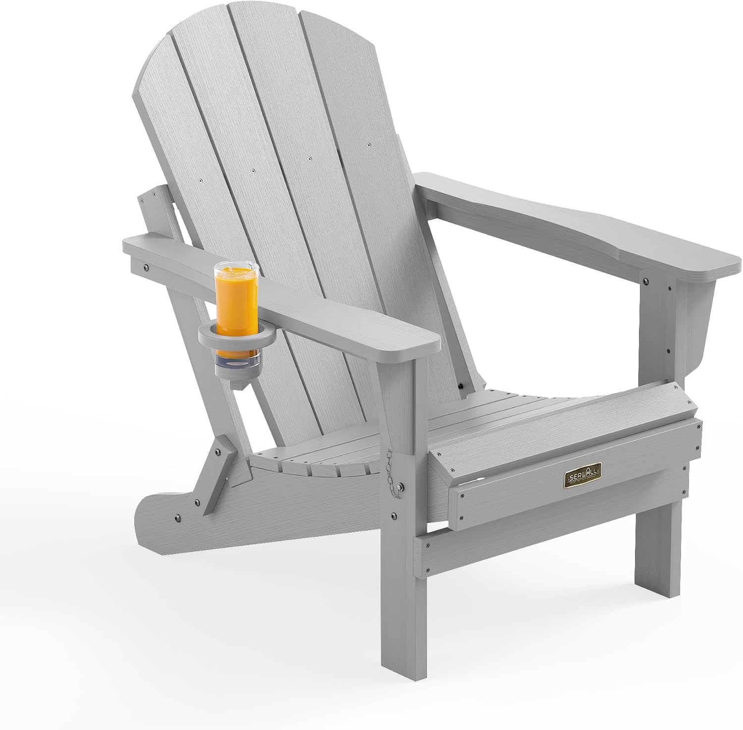 SERWALL Folding Adirondack Chairs with Cup Holder, Outdoor Fire Pit - Blue
