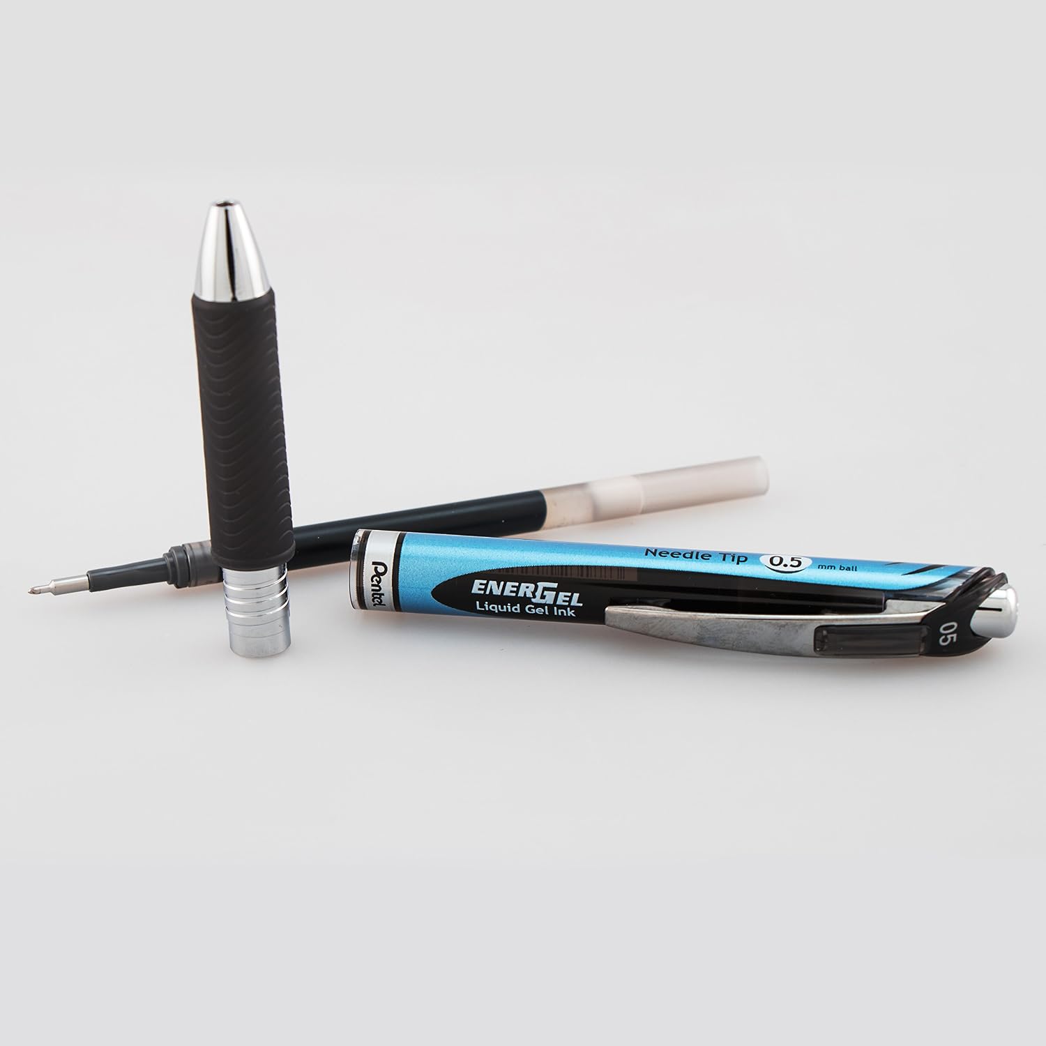 Pentel EnerGel RTX Retractable Liquid Gel Pen, (0.5mm), Fine Line, Needle Tip, Black Ink, Pack of 3 (BLN75BP3A)