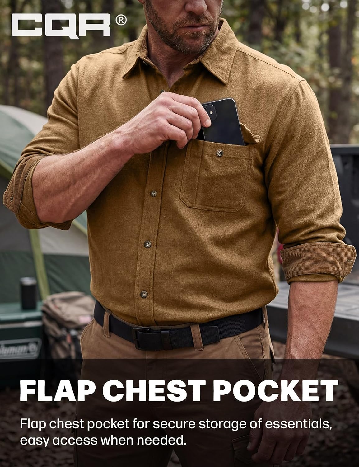 CQR Men's 100% All Cotton Button Down Flannel Shirts, Long Sleeve Brushed Warm Soft Casual Outdoor Plaid Shirt