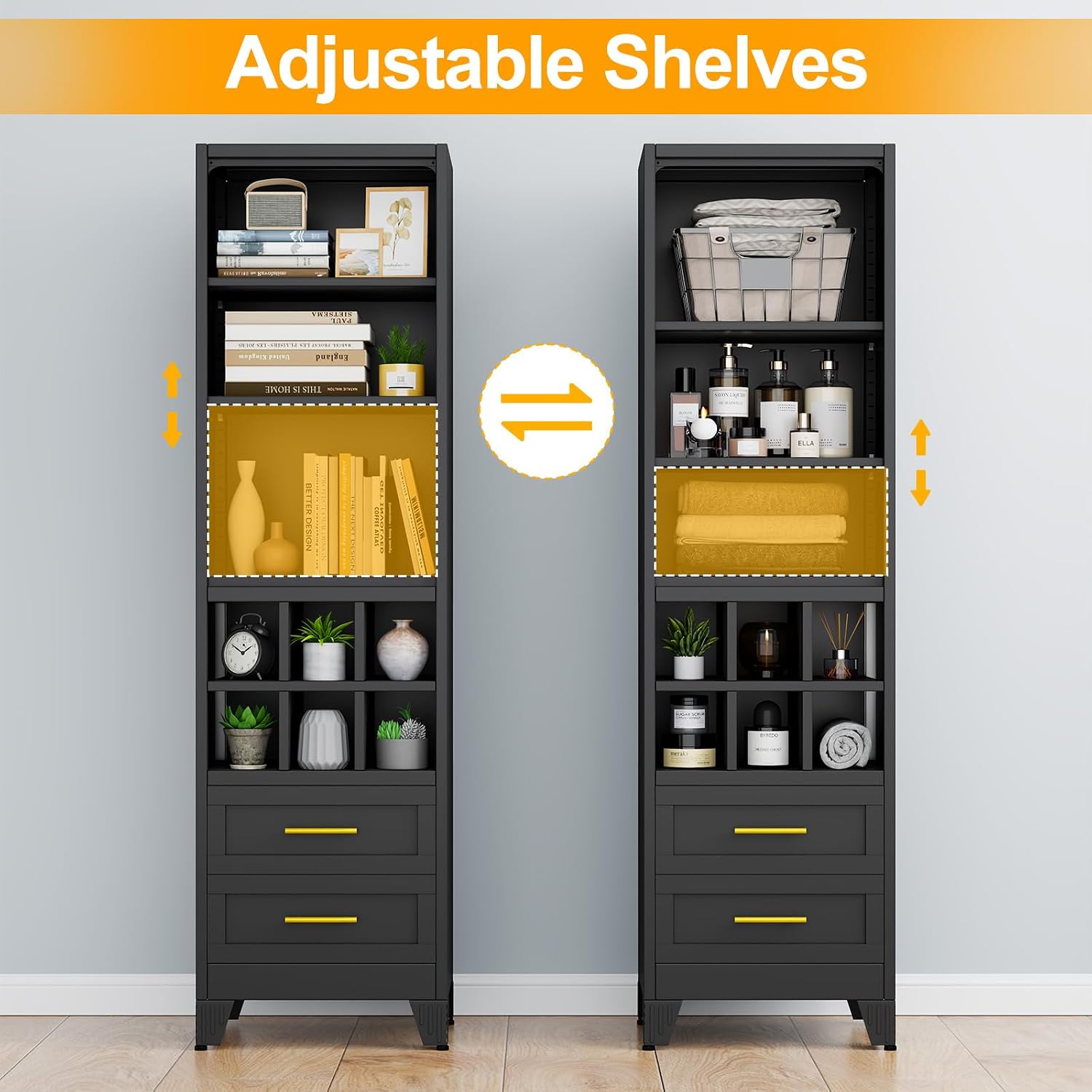 Ckzbx Tall Narrow Storage Cabinet 66.93" H Tall Bathroom Cabinet Metal Pantry Cabinets, 4 Adjustable Shelves for Kitchen, Home Office, Living Room, Dinning Room (20 inches Wide White)