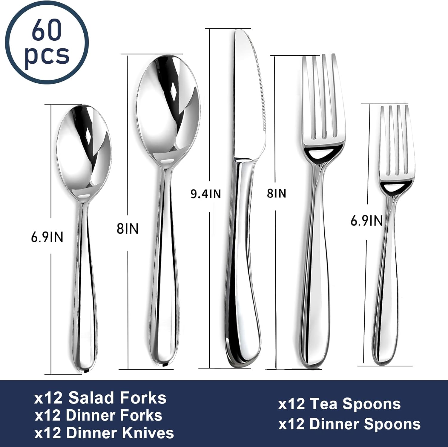 Silverware Set for 8, 40 Piece Stainless Steel Flatware Utensil Cutlery Set