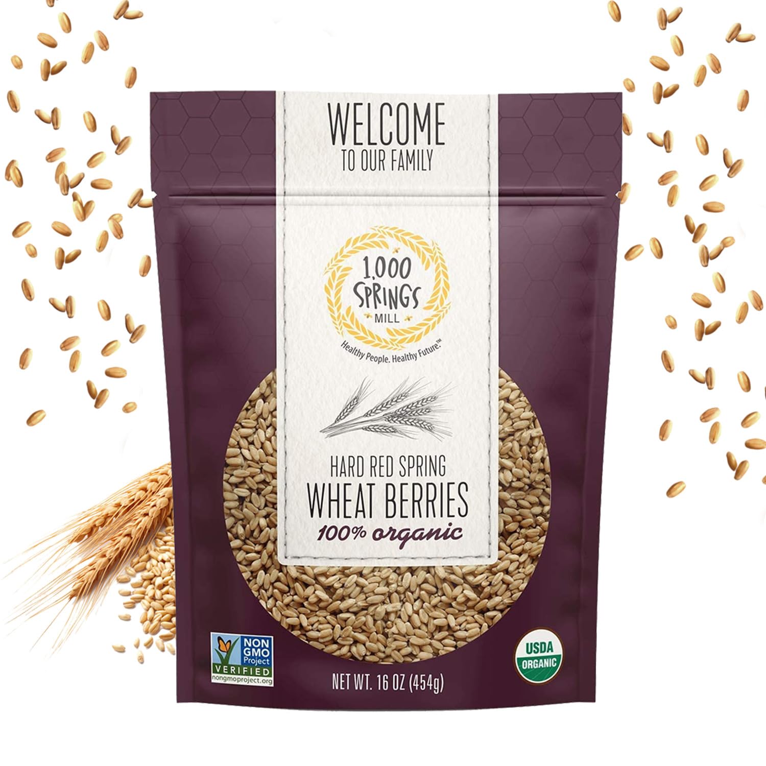 1000 SPRINGS MILL - Organic Hard Red Spring Wheat Berries - Used for Organic Flours, Cereals, Salads