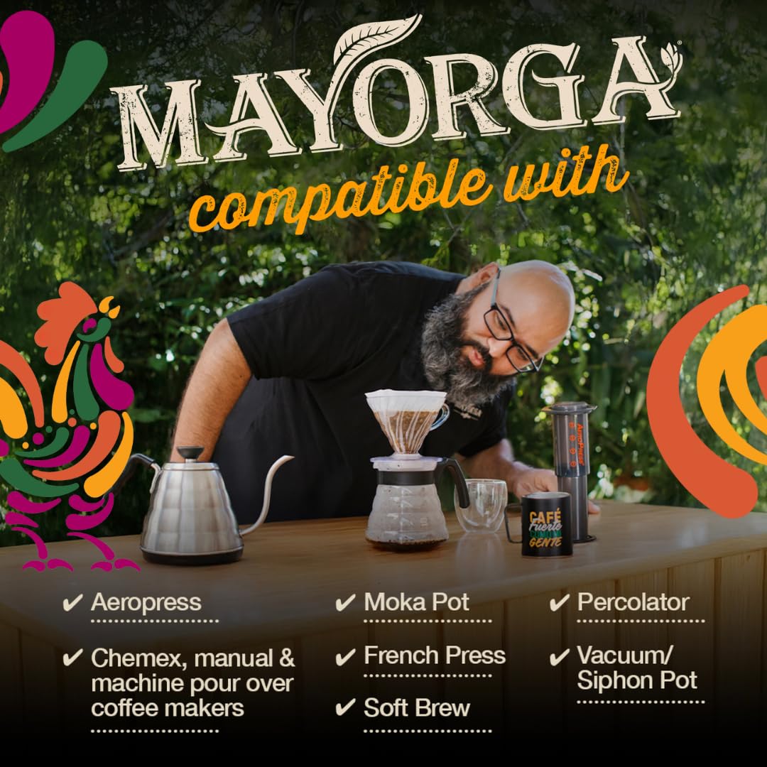 Mayorga Organic Coffee 12oz Cafe Cubano Roast - Dark Roast Whole Bean Coffee Specialty Grade, 100% Arabica, Slow Roasted, Bold and Smooth Flavor with Low Acidity - USDA Organic, Non-GMO, Kosher,
