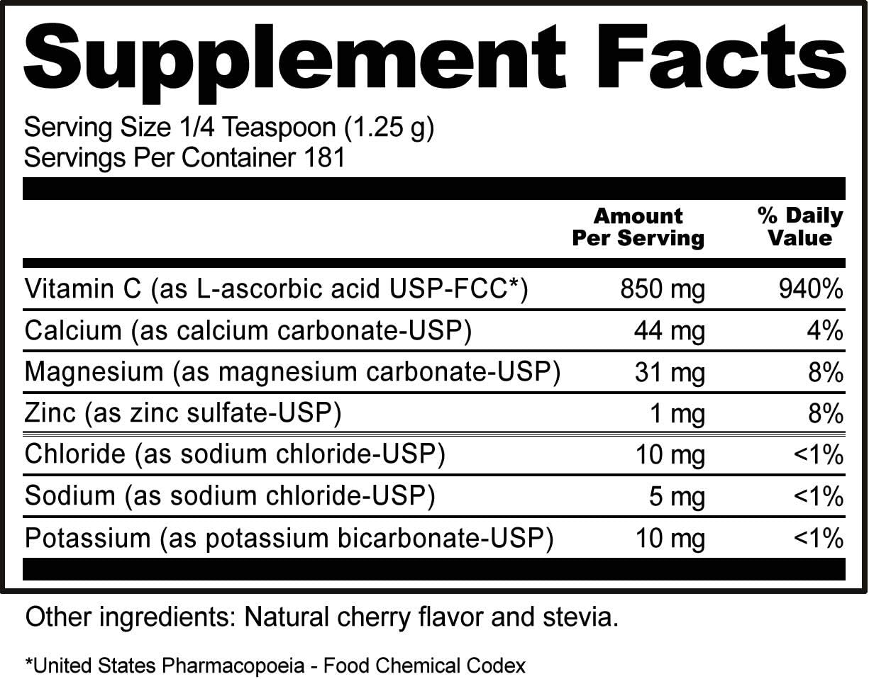 NutriBiotic - Cherry Electro-C Vitamin C & Electrolyte Powder, 8 Oz | 850 Mg Vitamin C Per Serving | Effervescent Electrolyte Recharge | Buffered & Highly Soluble | Non-GMO & Gluten Free