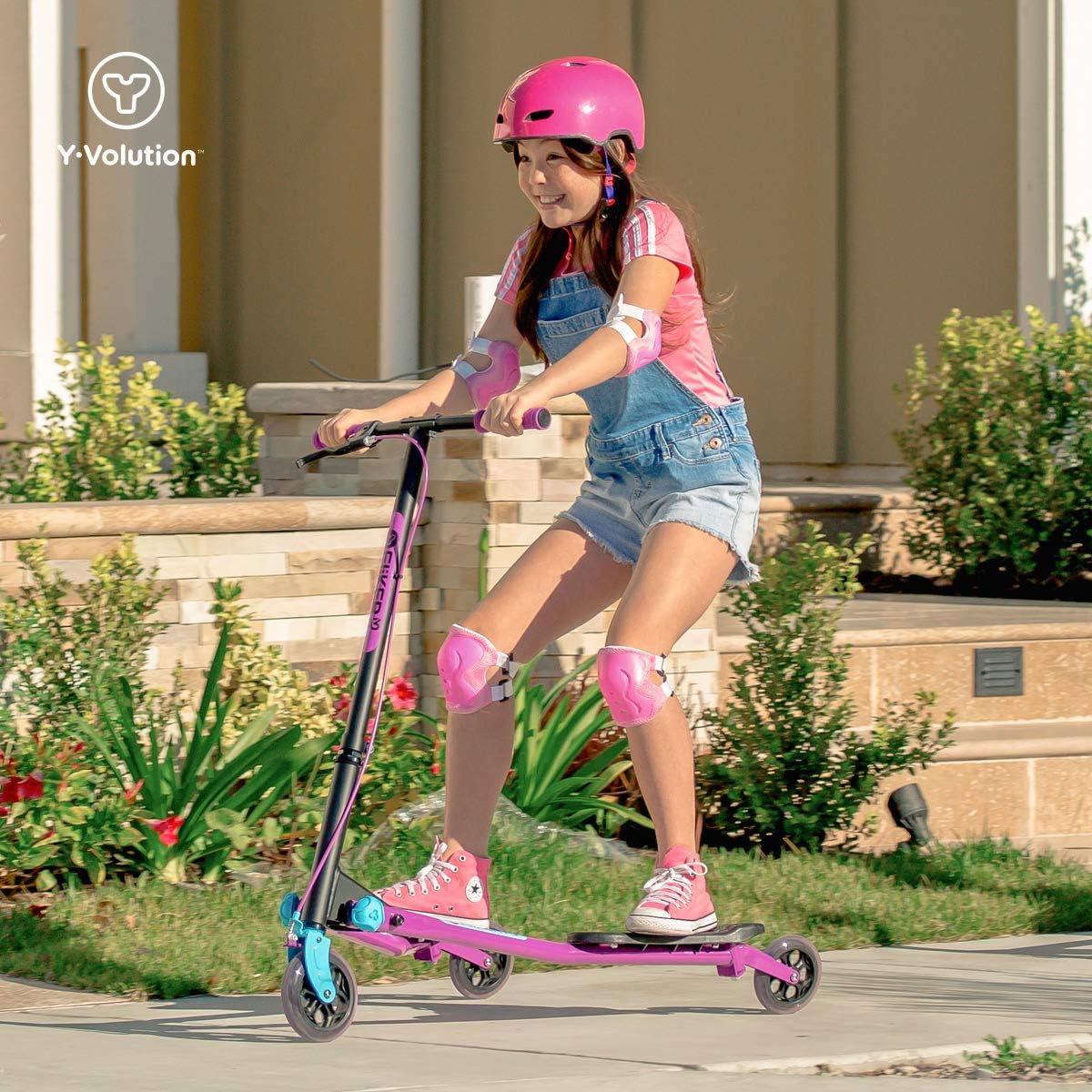 Yvolution Fliker A3 Drift Scooter, 3 Wheels Kids Wiggle Scooter, Foldable, Handbrake, Caster Wheels, for Boys and Girls Aged 7+ Years Old