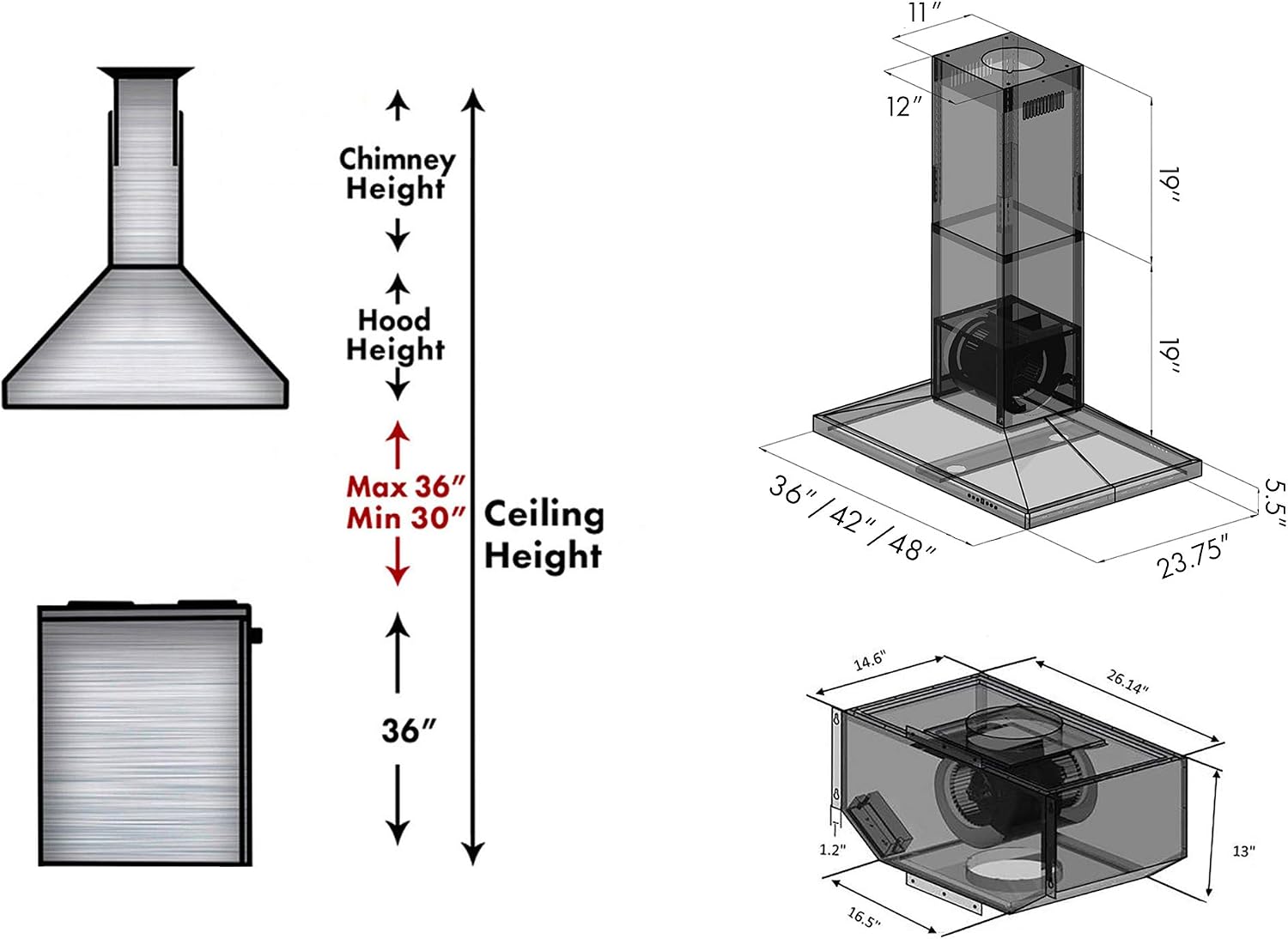 ZLINE 42 in. Remote Blower Island Mount Range Hood in Stainless Steel (GL2i-RS-42-400)