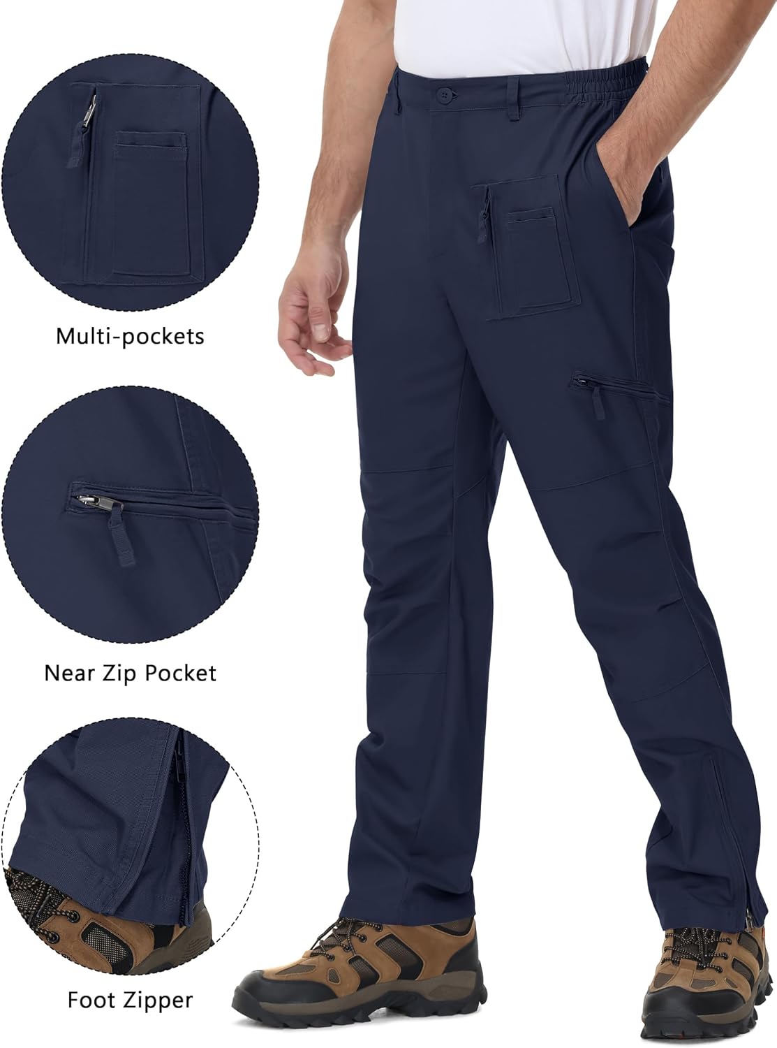 CRYSULLY Mens Tactical Cargo Pants Ripstop Cotton Military Hiking Work