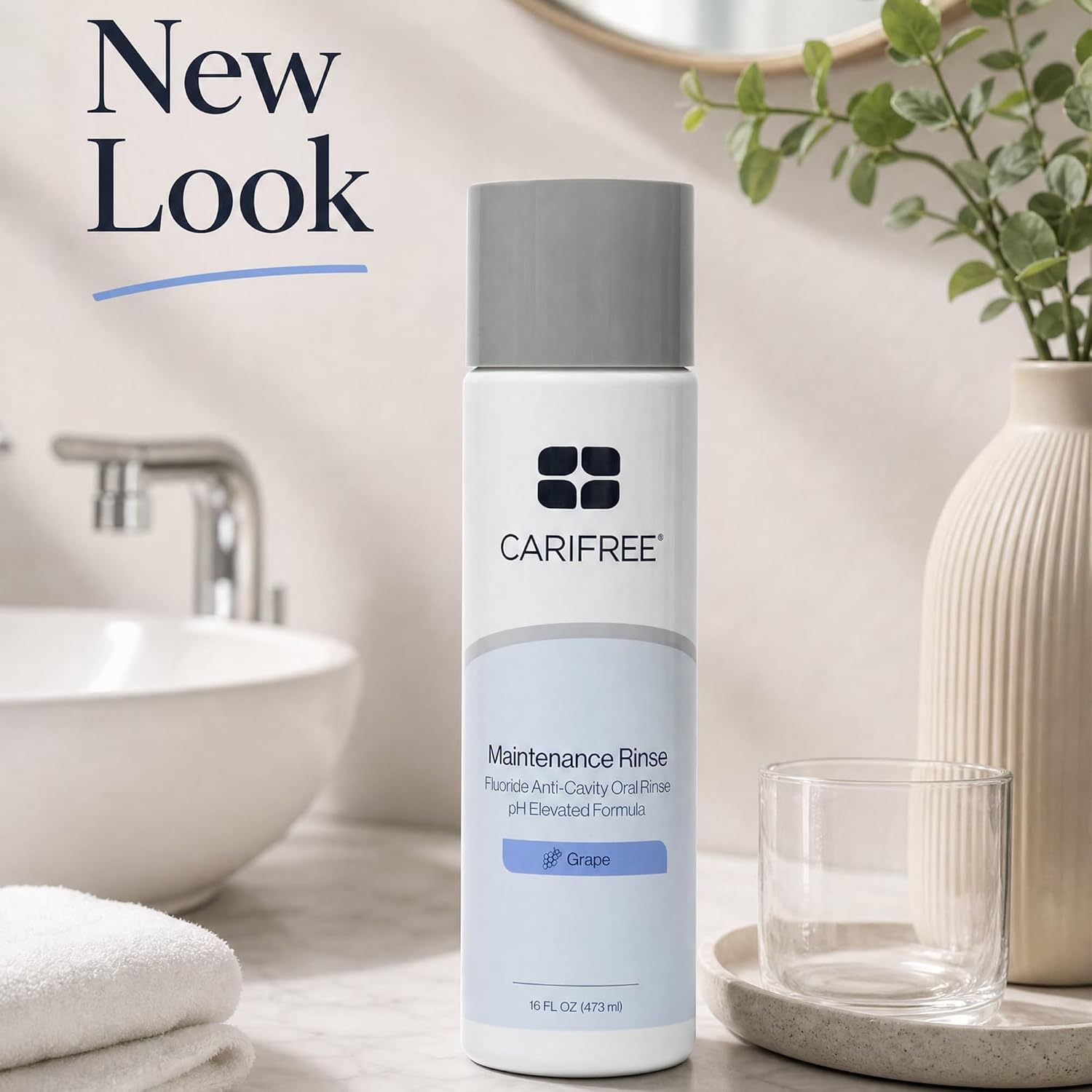 CariFree Maintenance Rinse Fluoride Mouthwash, Mint, Alcohol-Free, 16 oz | Anti-cavity fluoride & xylitol rinse; neutralizes pH, prevents decay, freshens breath; dentist recommended, alcohol-free.