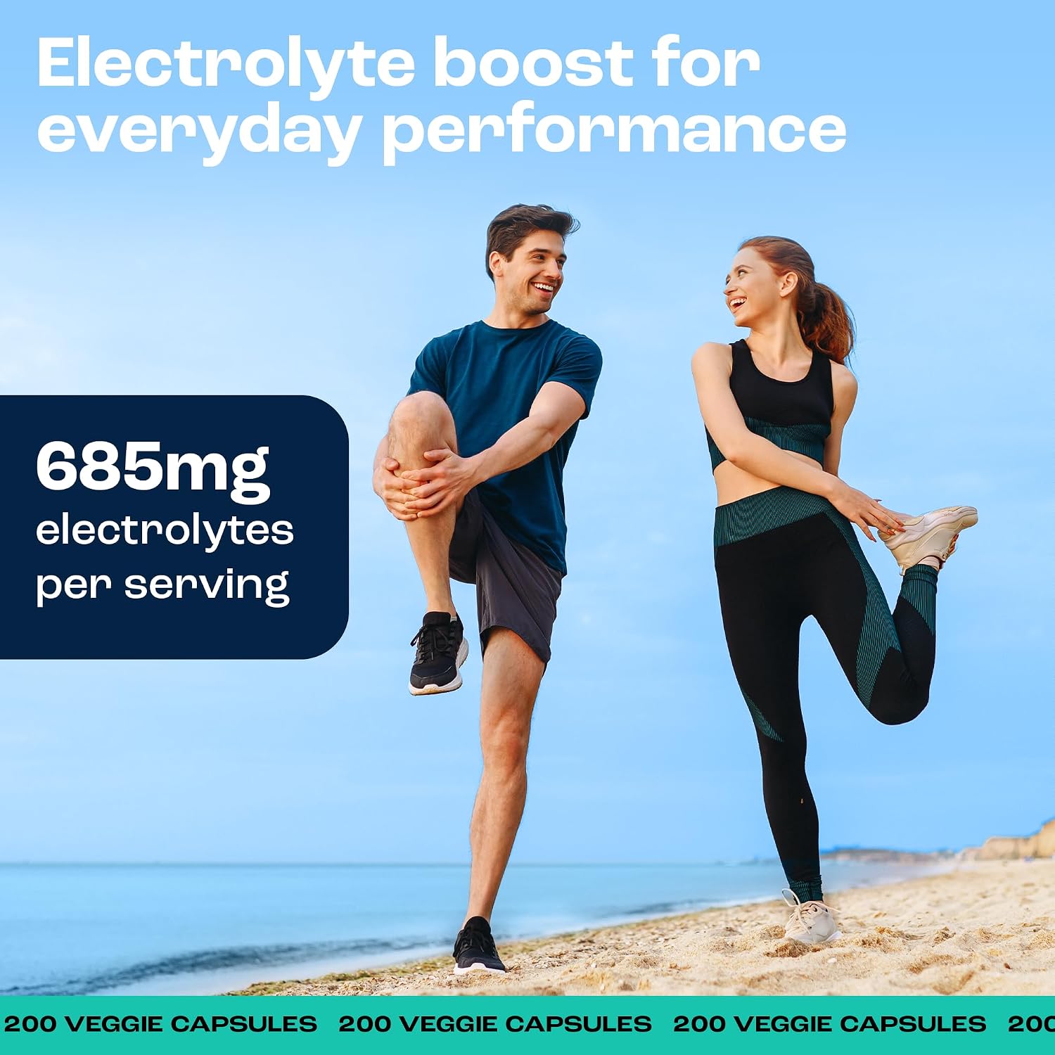 KEY NUTRIENTS Sugar Free Electrolyte Tablets, Hydration Pills, 200 Capsules