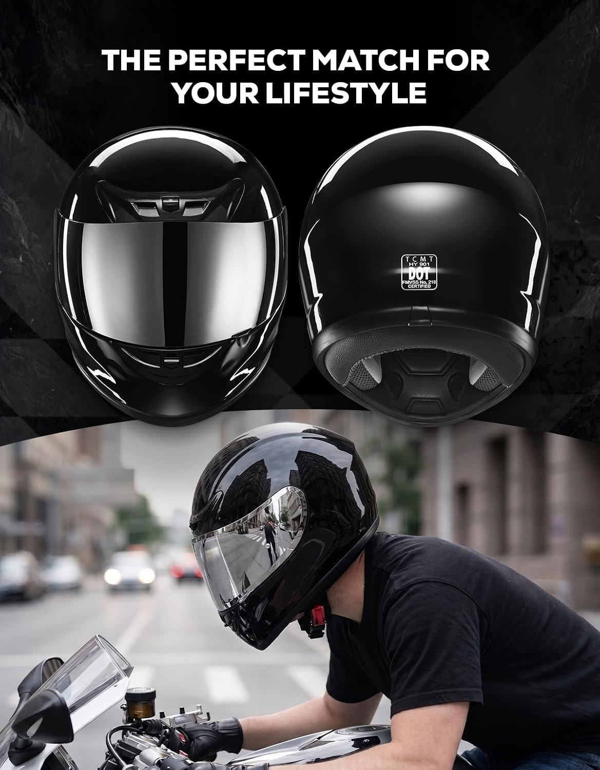 Full Face Motorcycle Helmet Adult ATV Helmet DOT Approved | Ultra-Lightweight, with Anti-Fog Visor, Breathable Liner, For Street Bike