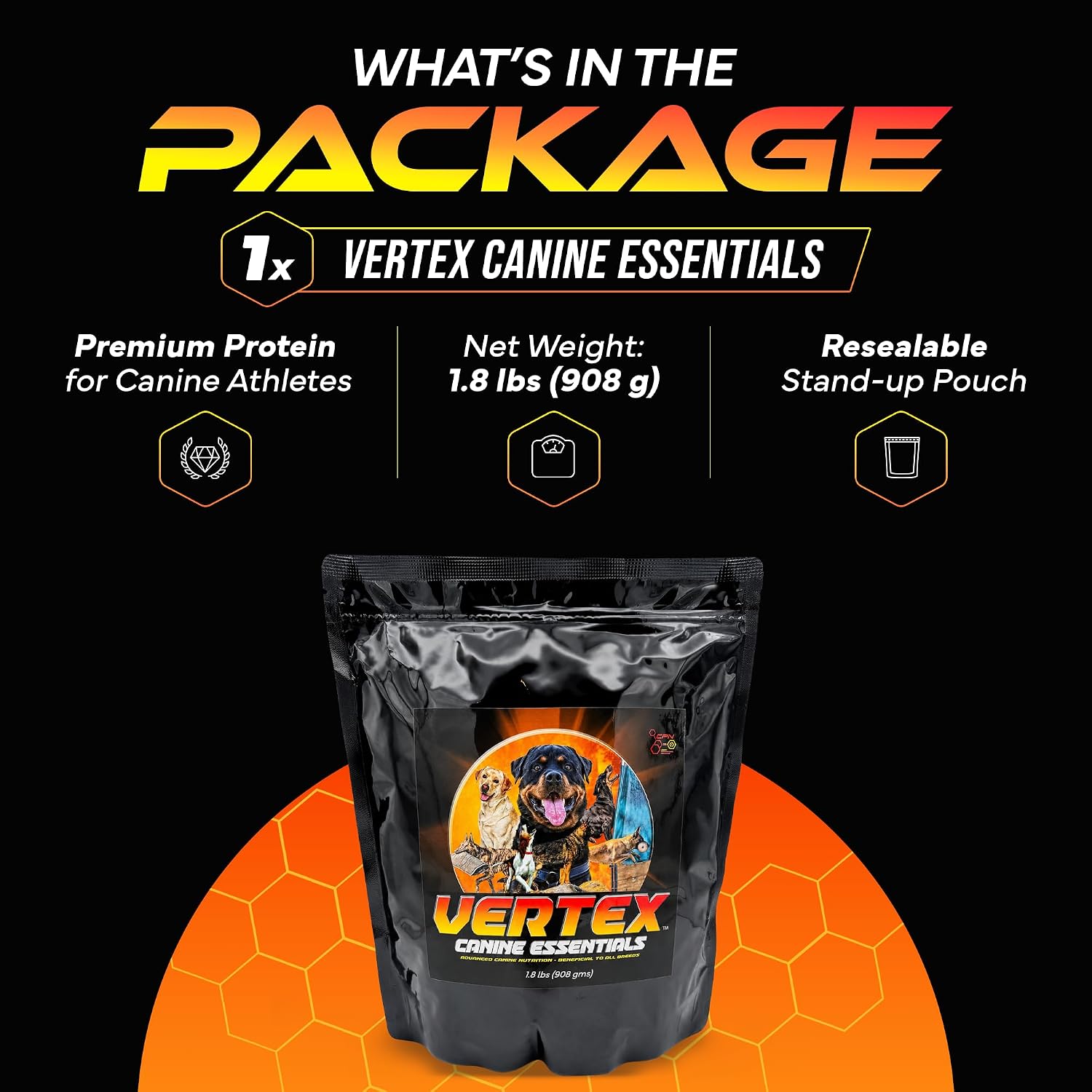 Vertex Canine Essentials High-Performance Dog Supplement -Active Dogs 10lbs
